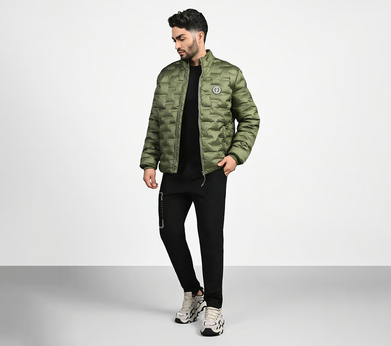 PUFFER FZ JACKET WITH ZIPPER, OOLIVE Apparels Right View