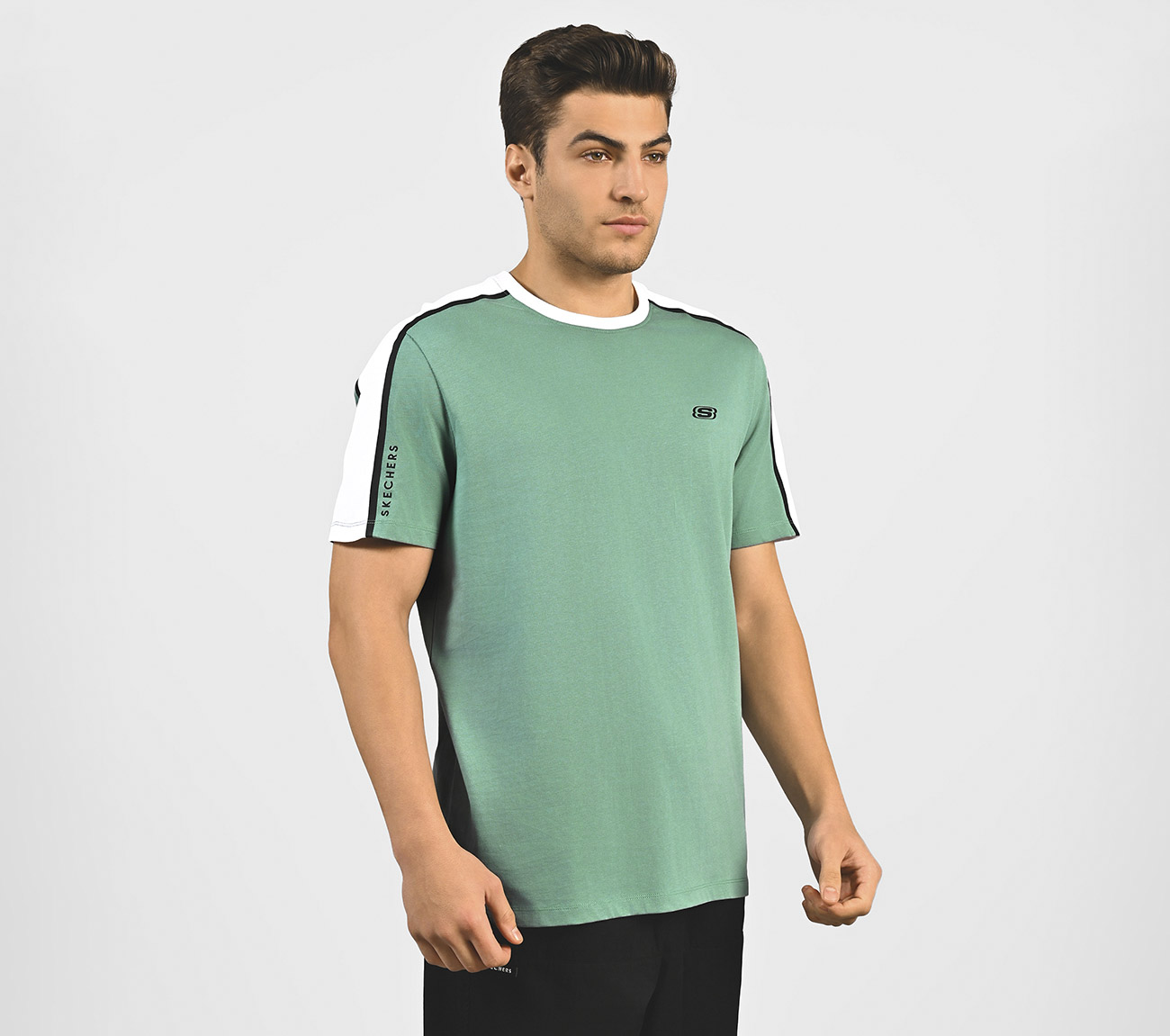 CONTRAST SHOULDER PANEL COTTON, SAGE Apparel Bottom View