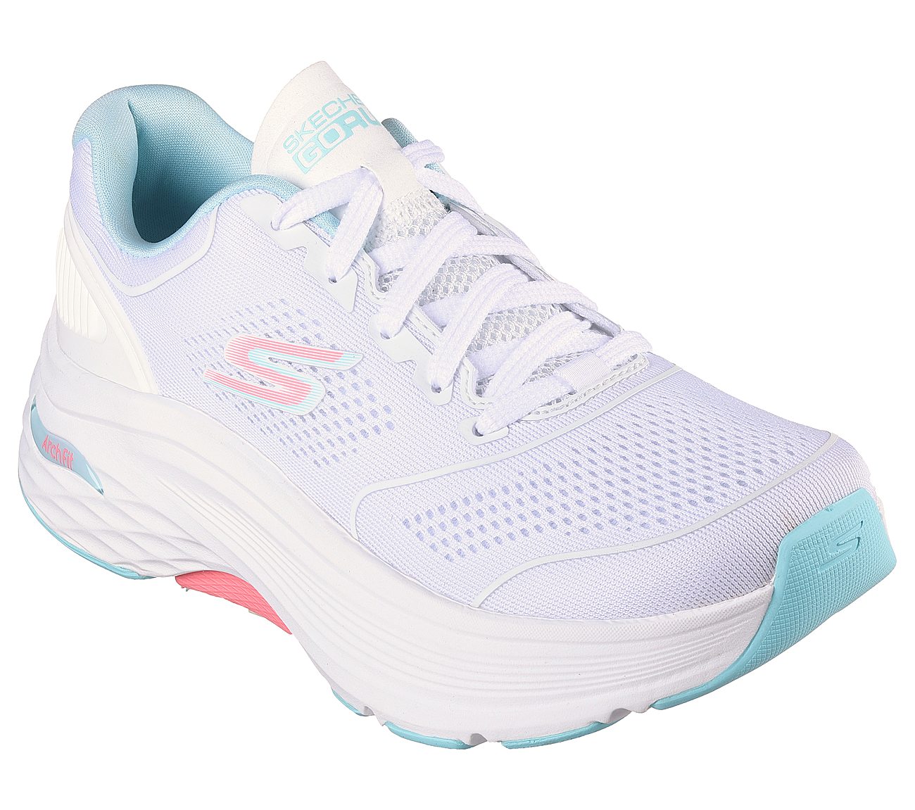 MAX CUSHIONING ARCH FIT - SWI, WHITE/AQUA Footwear Right View