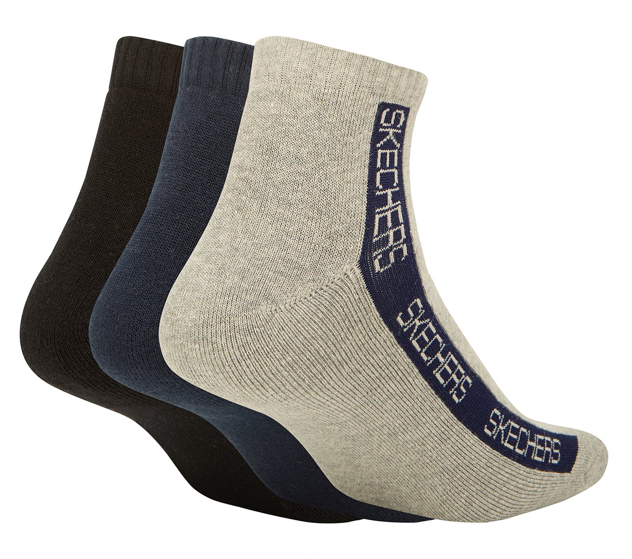 3PK MENS CONTRAST HALF TERRY ANKLE, BLACK/CHARCOAL/BLUE