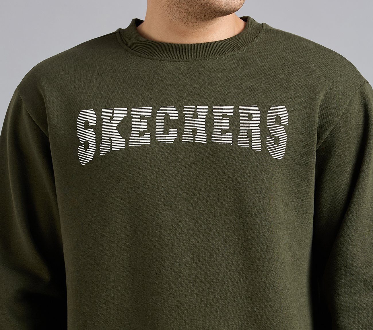 FRONT LINEAR BRANDING SWEATSHIRT, BROWN/SAGE