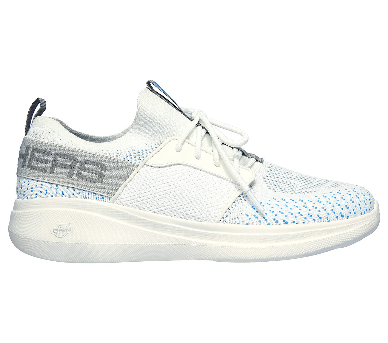 GO RUN FAST, WHITE/BLUE Footwear Lateral View