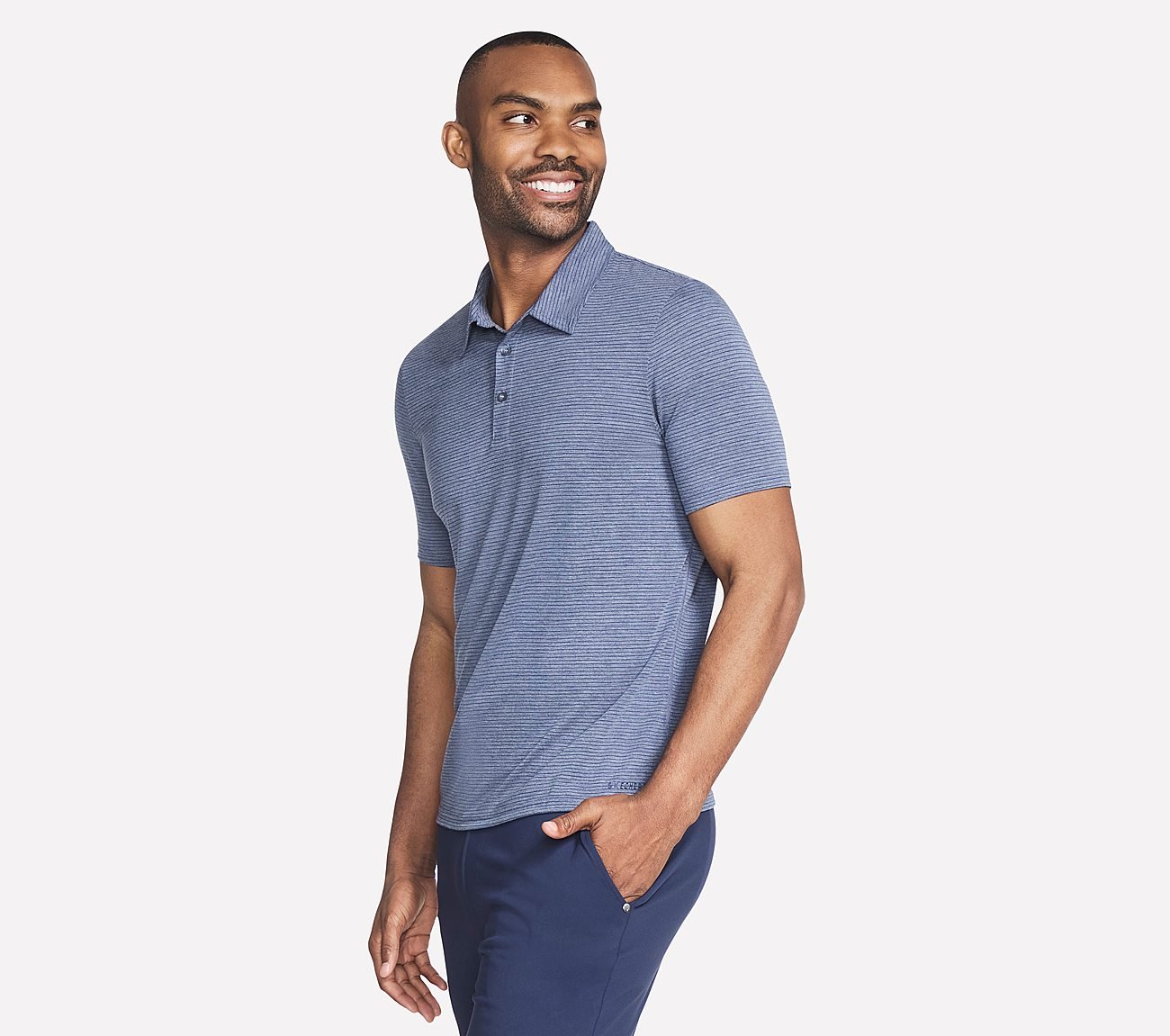 GODRI PREMIER STRIPE POLO, NAVY Apparel Bottom View