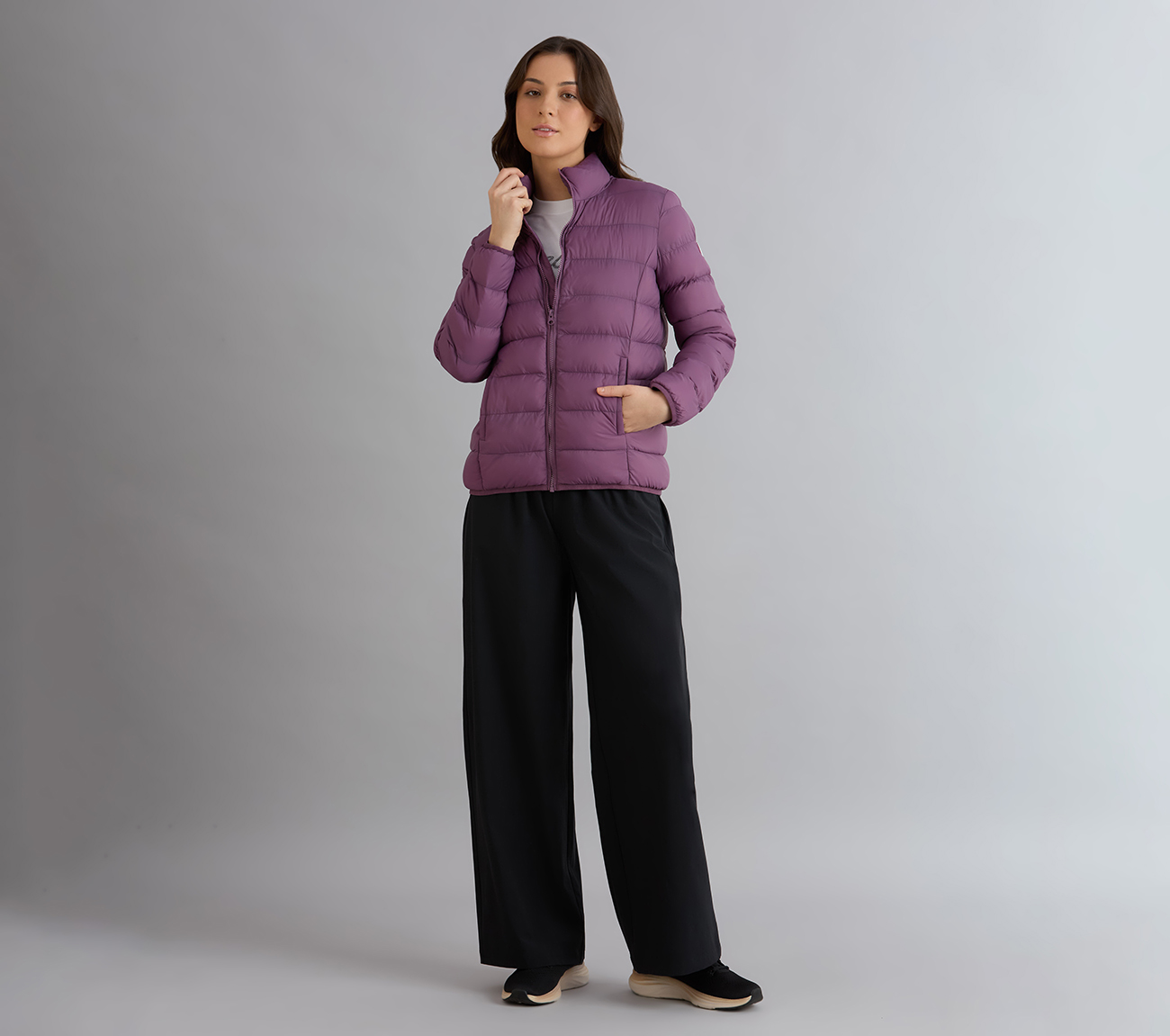 PUFFER FZ JACKET, WHITE/PINK/PERIWINKLE Apparel Right View