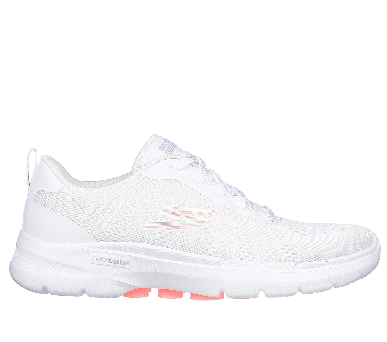 GO WALK 6, WHITE/PINK Footwear Lateral View