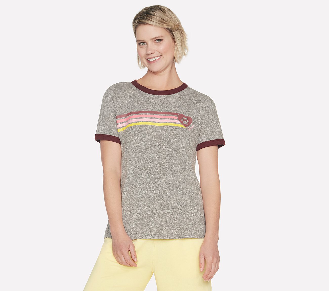 BOBS HEART STRIPES RINGER T-SHIRT, GREY Apparels Lateral View