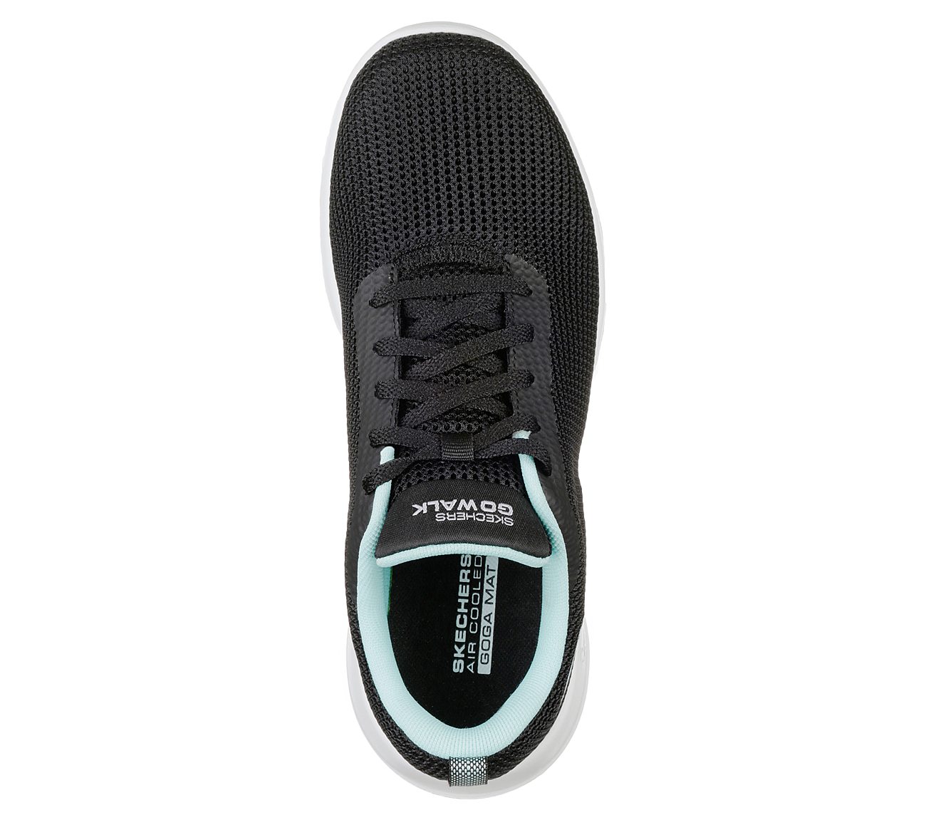 GO WALK JOY, BLACK/AQUA Footwear Top View