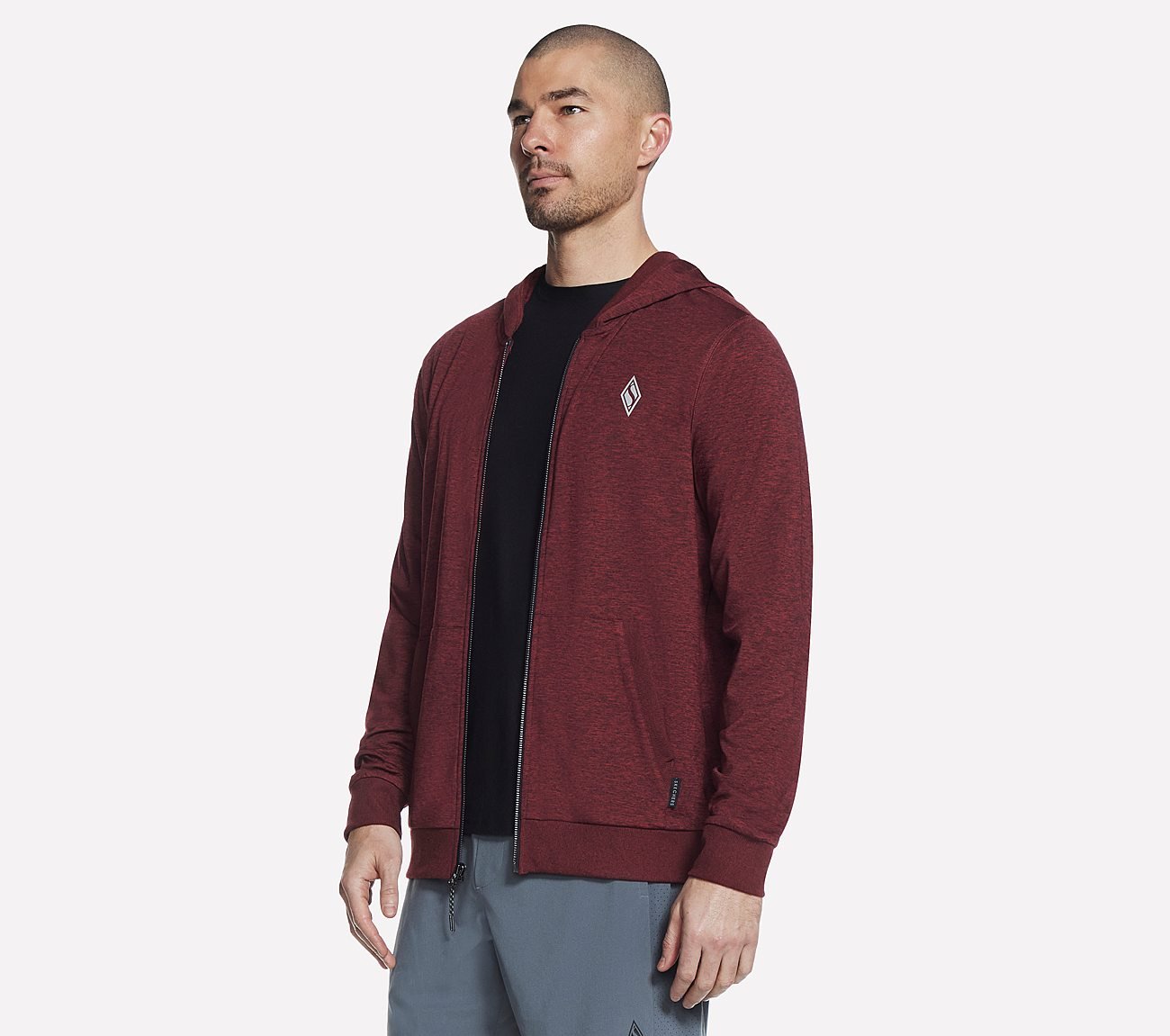 SKECH KNITS ULTRA GO FULL ZIP, RED Apparels Lateral View