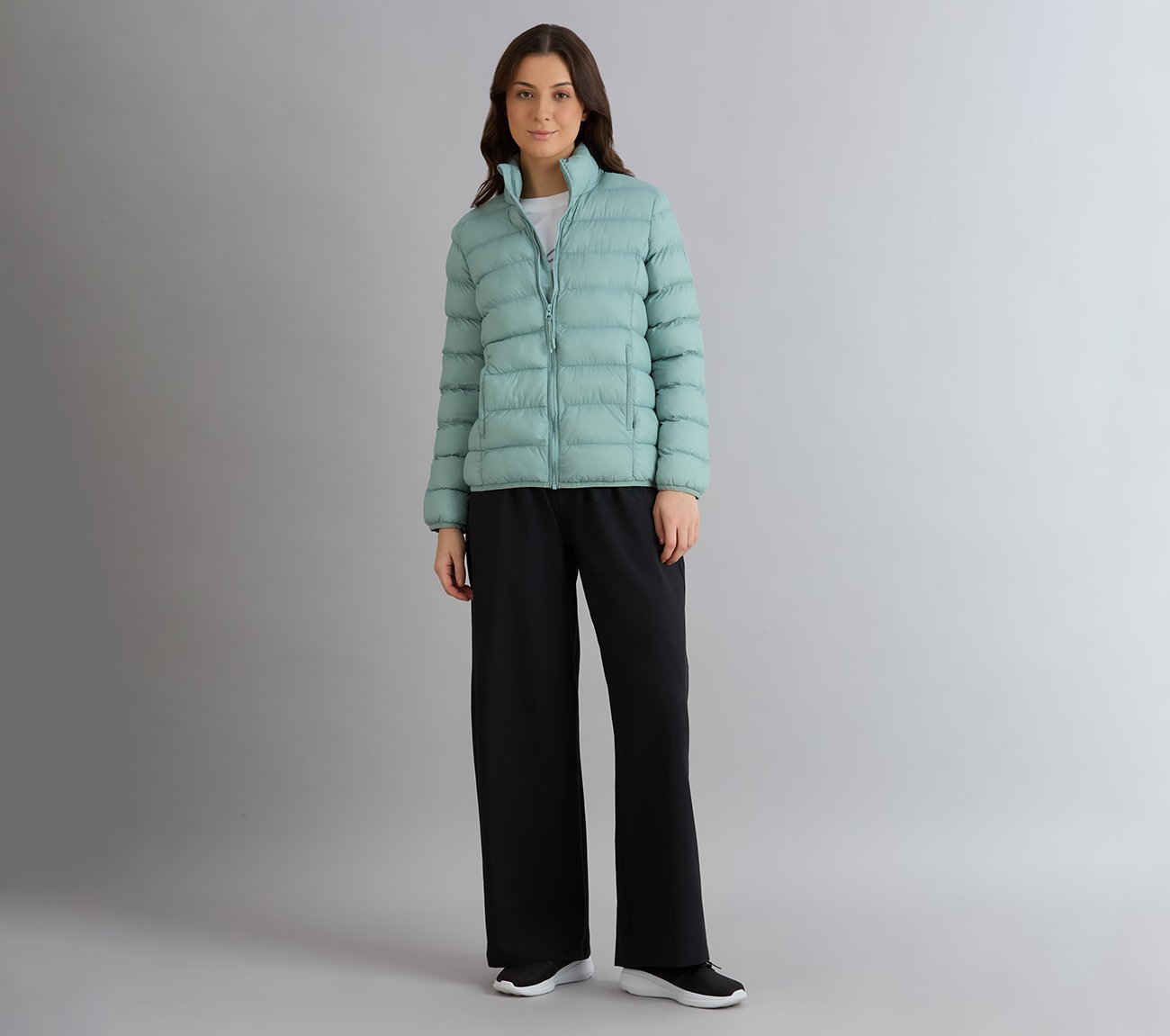 PUFFER FZ JACKET, OFF WHITE/NAVY Apparels Right View