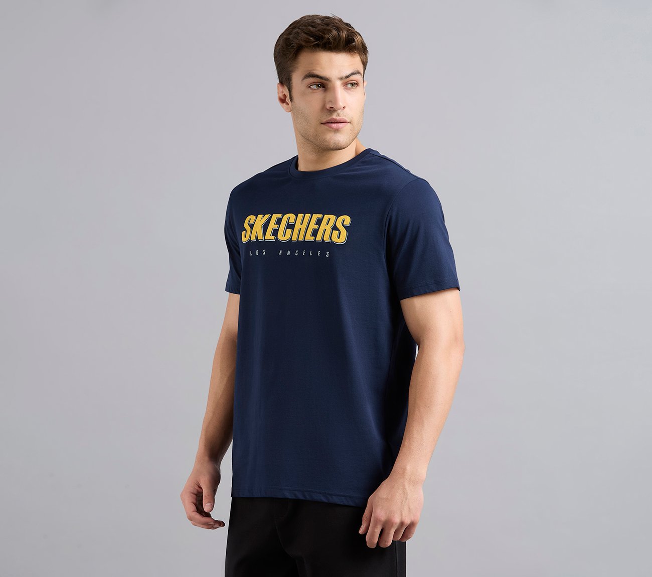SKECHERS HAND PAINTED TEE, NAVY Apparel Top View