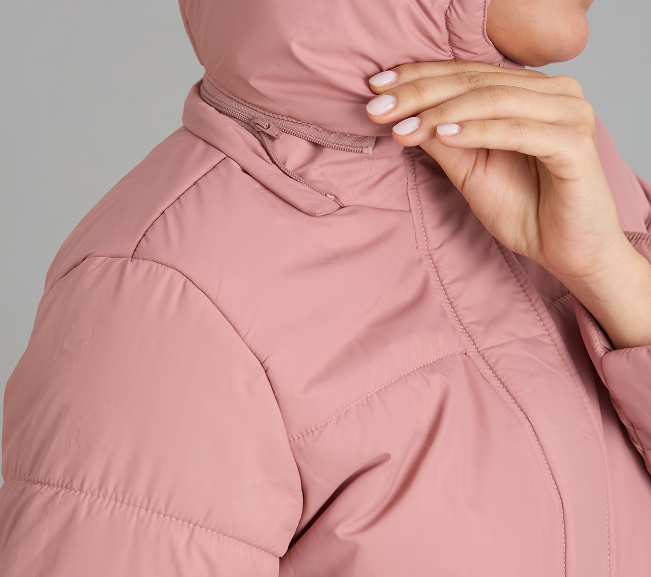 QUILTED WAIST CINCHED JACKET, PURPLE/YELL Apparel Right View