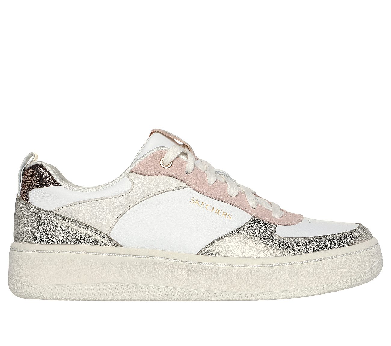 SPORT COURT 92-SHEER SHINE, WHITE/PINK/GOLD Footwear Lateral View