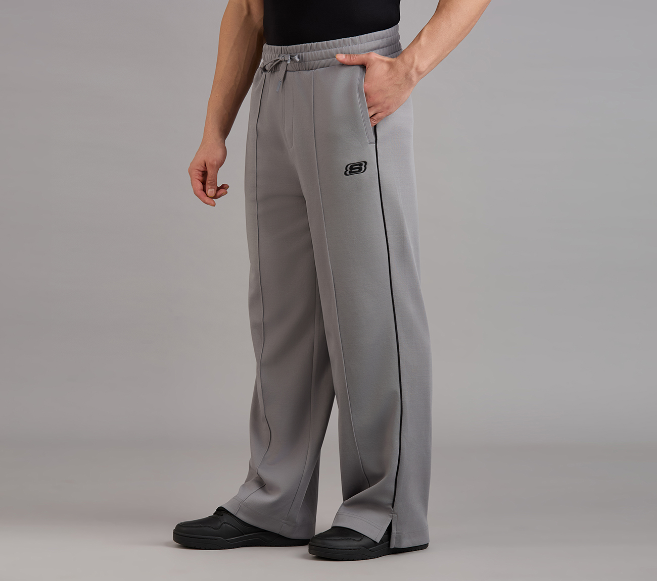 STRAIGHT SIDE SLIT PANTS,  Apparel Top View