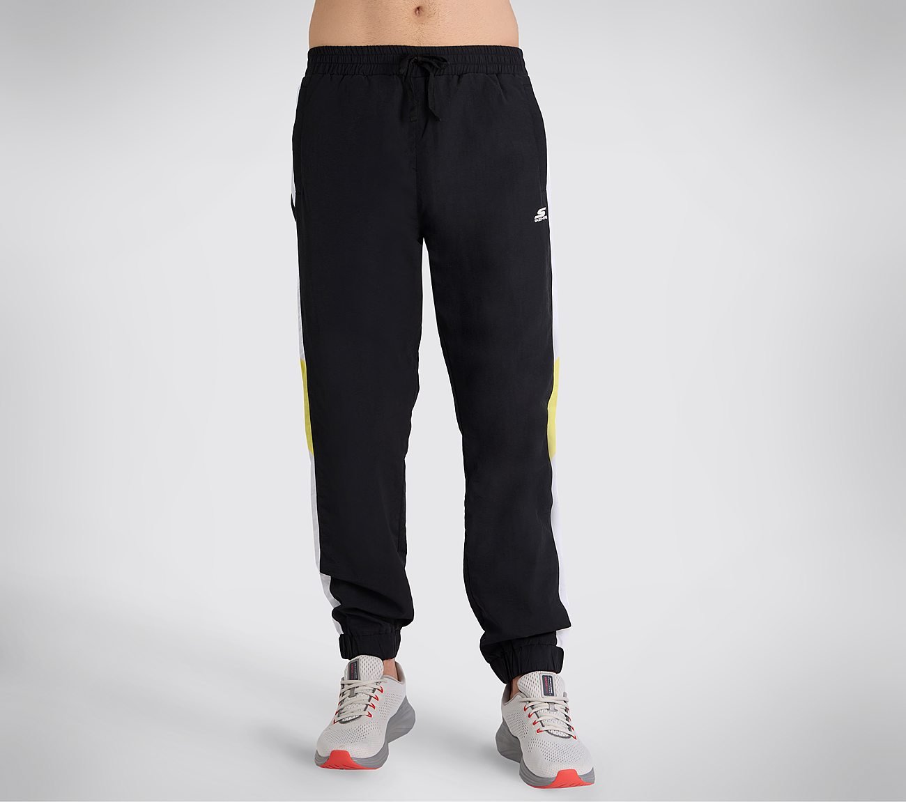 SKECHERS CUT & SEW JOGGER, WHITE/LIME Apparel Lateral View