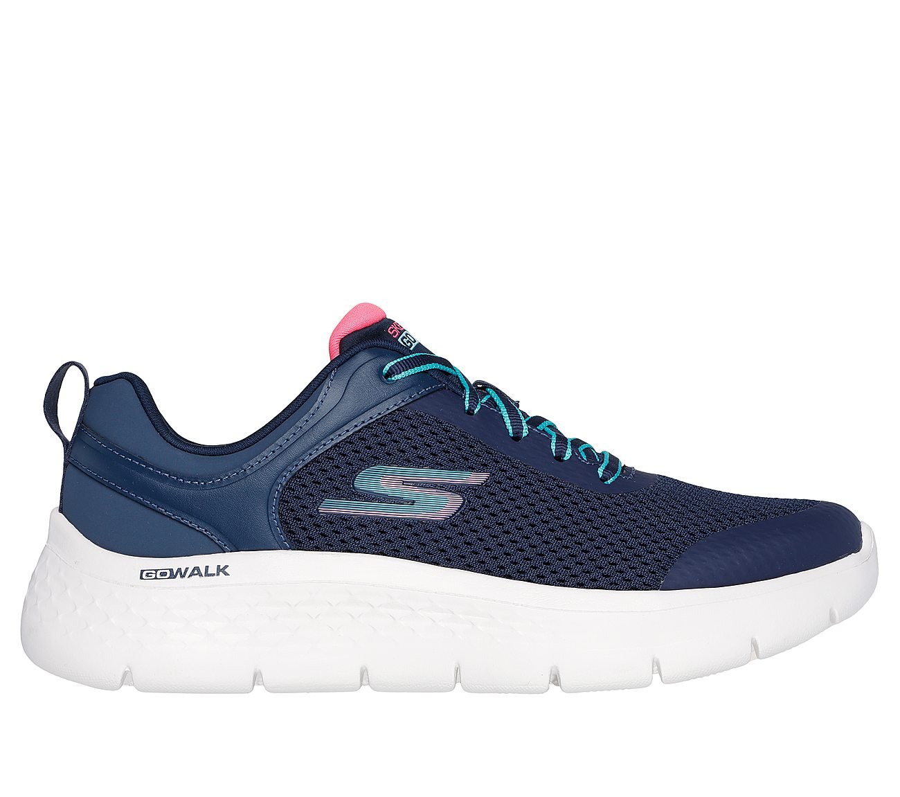 GO WALK FLEX, NAVY/CORAL Footwear Lateral View