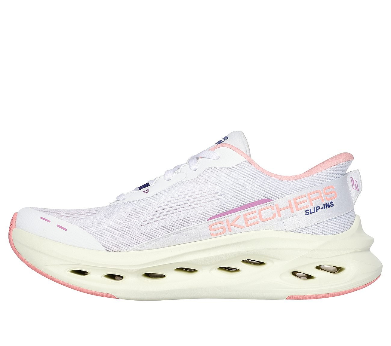 MAX CUSHIONING GLIDE-STEP, WHITE/PINK Footwear Left View