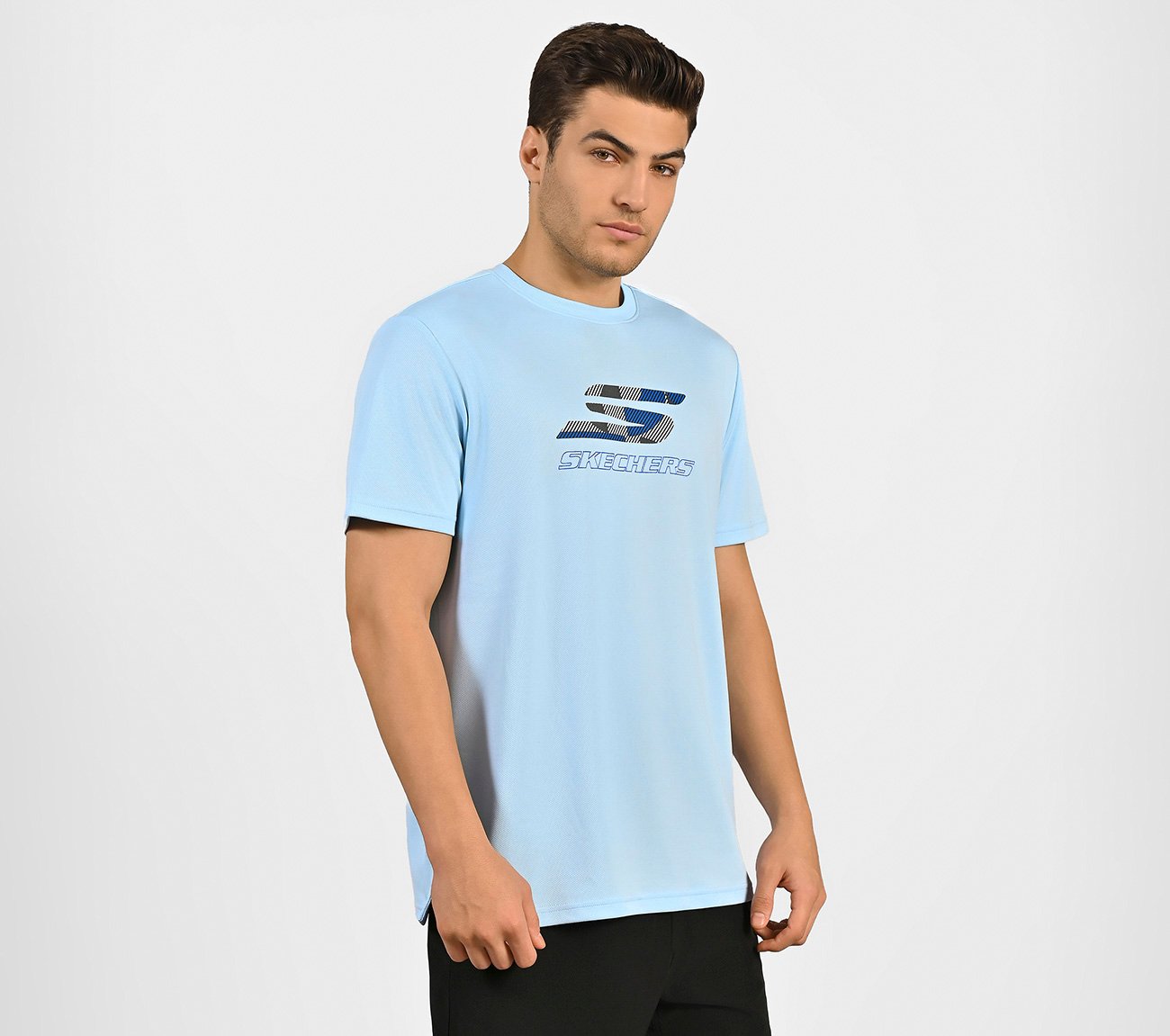 LOGO GRAPHIC PRINT T-SHIRT, CHARCOAL/LT. BLUE Apparel Bottom View