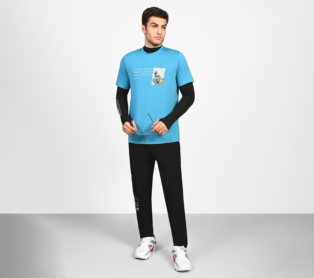 FIRFLY LOGO TEE, BLACK/CHARCOAL/BLUE Apparels Right View