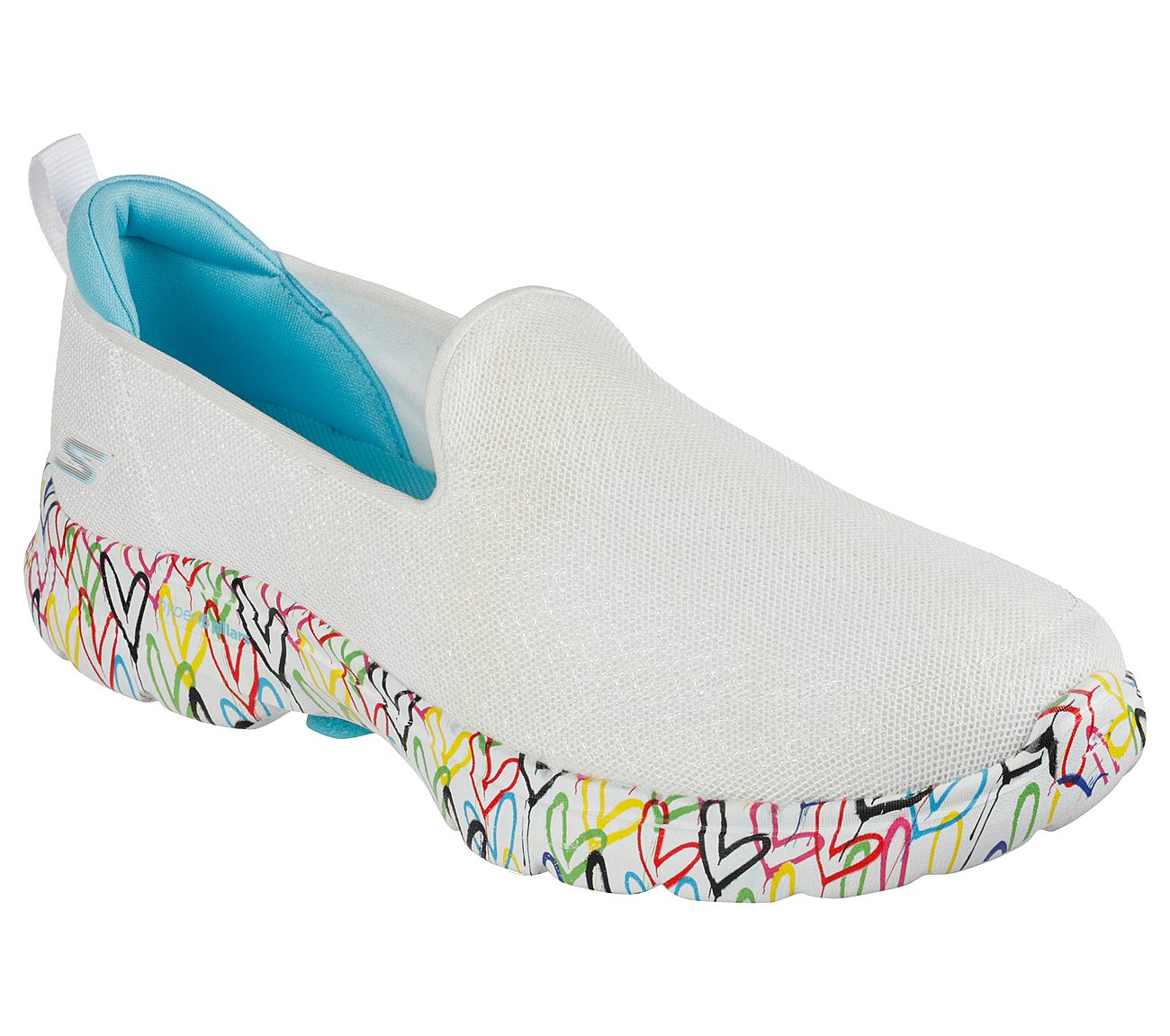 GO WALK 6 - ICONIC HEARTS, WHITE/MULTI Footwear Right View
