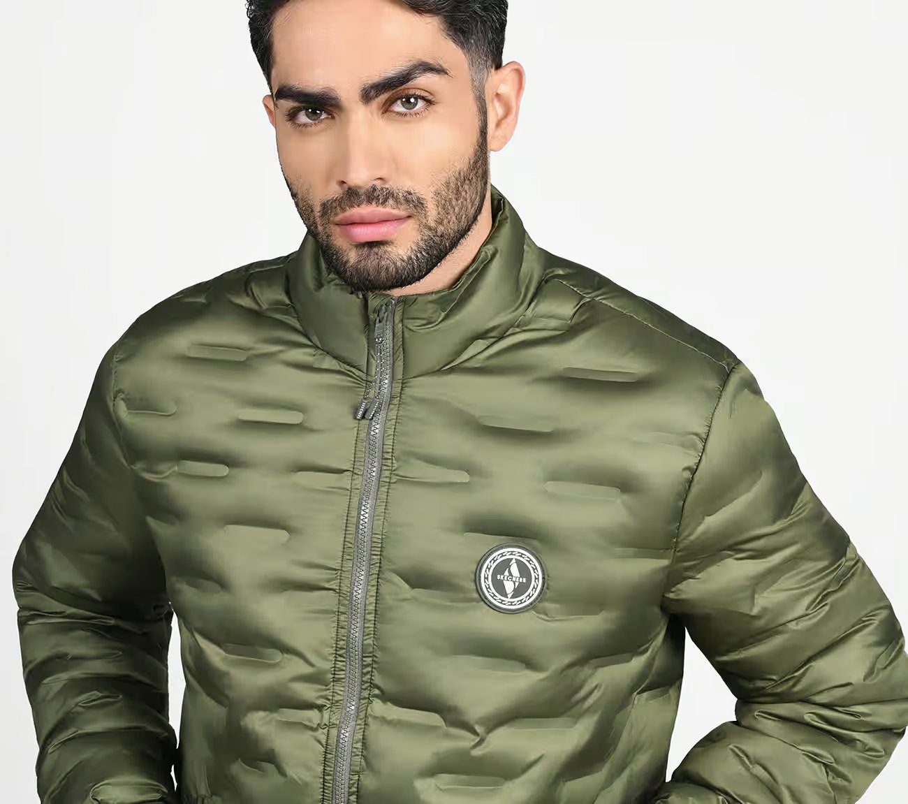 PUFFER FZ JACKET WITH ZIPPER, OOLIVE Apparels Right View