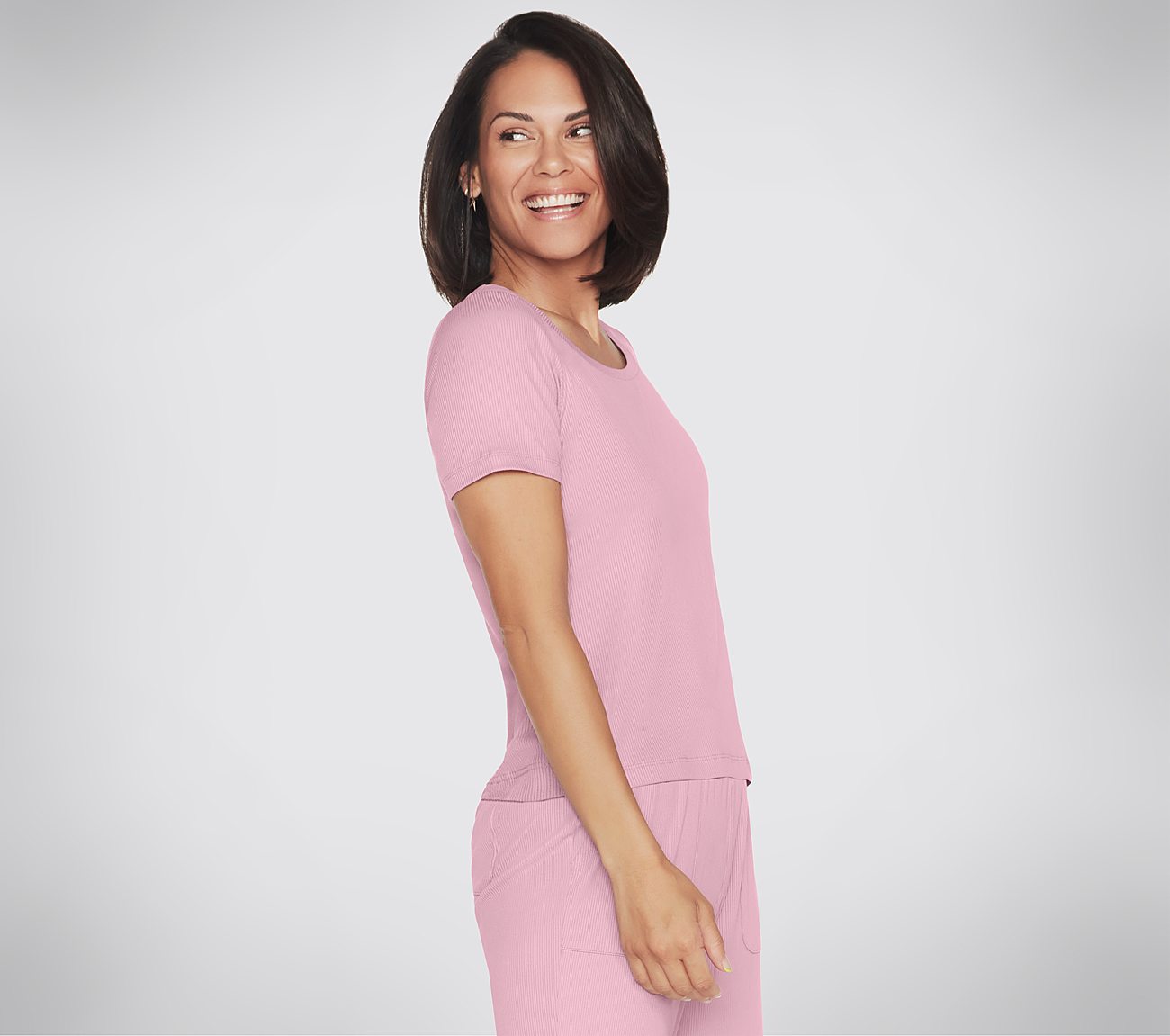 GODRI RESTORATIVE RIB T-SHIRT, PINK/GREY Apparels Bottom View