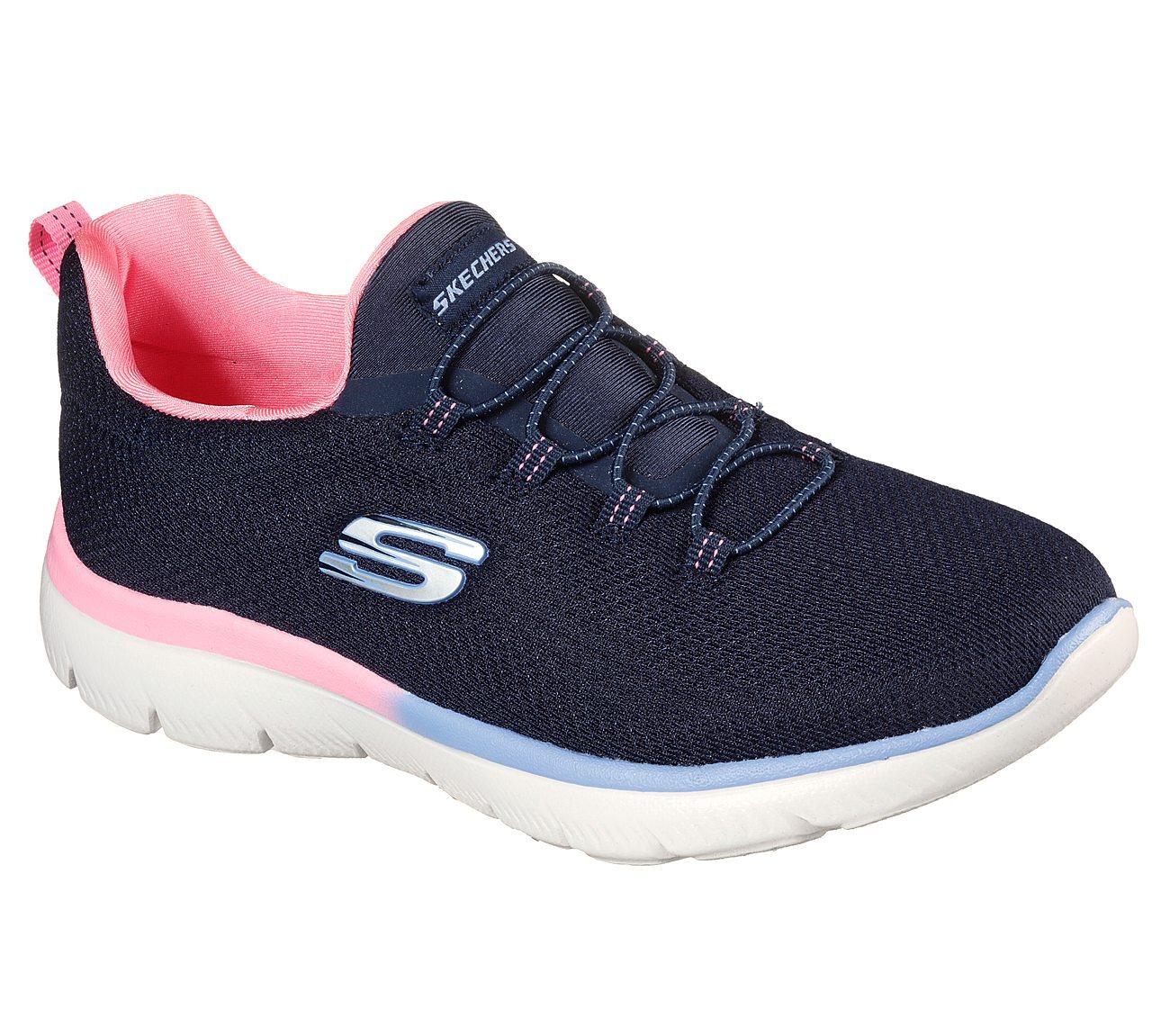 SUMMITS - GLOWING GLITZ, NAVY/PINK Footwear Right View