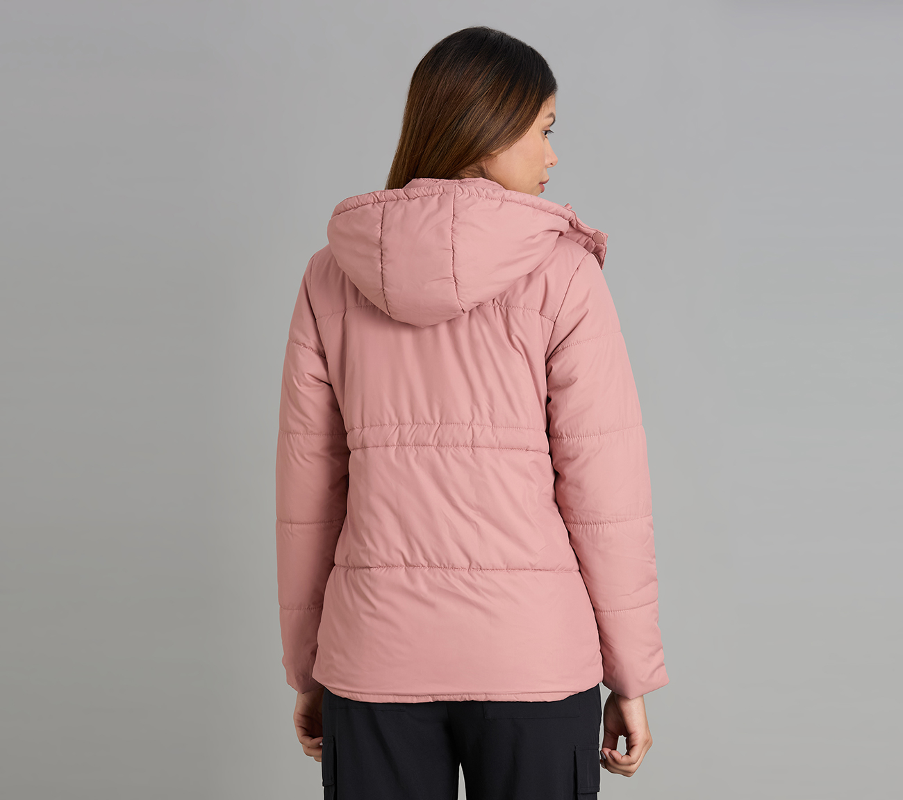 QUILTED WAIST CINCHED JACKET, PURPLE/YELL Apparel Left View