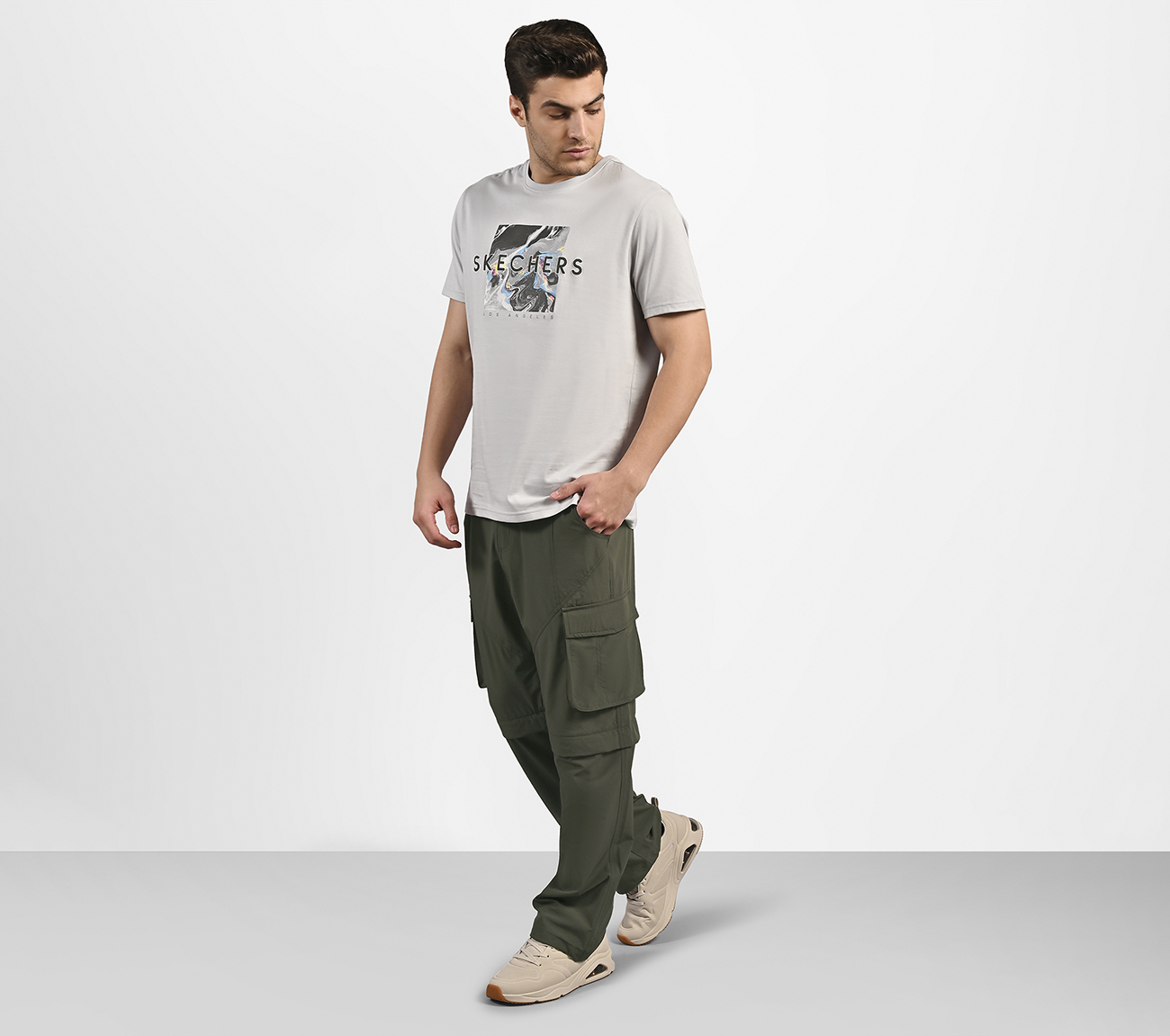 APPAREL MENS, NATURAL/OLIVE Apparel Right View
