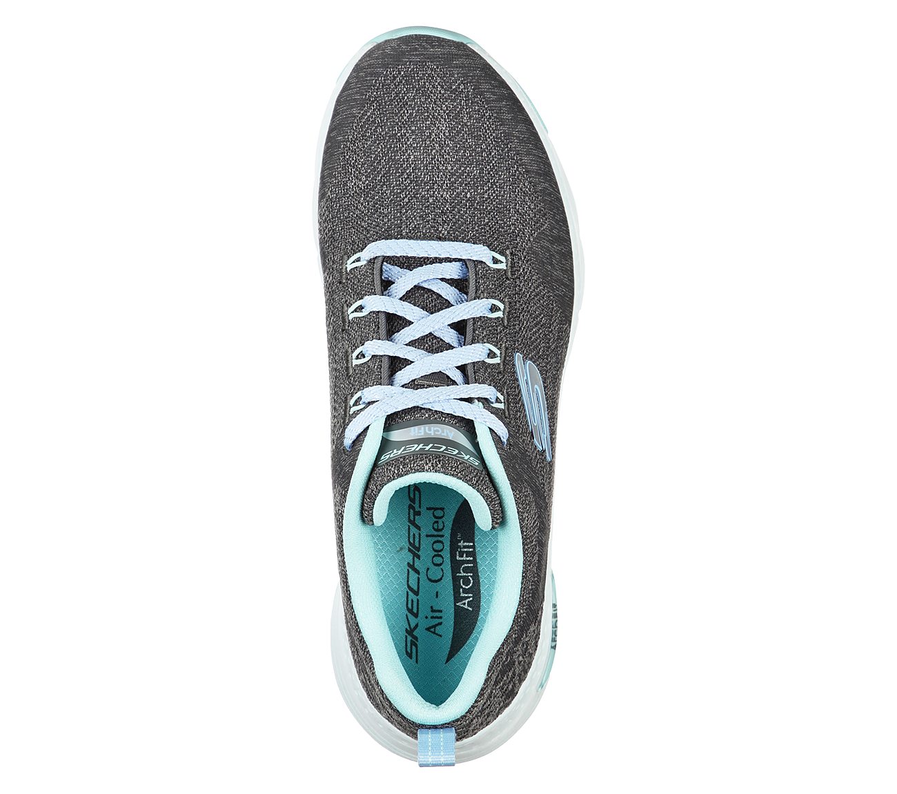 ARCH FIT-COMFY WAVE, CHARCOAL/TURQUOISE Footwear Top View