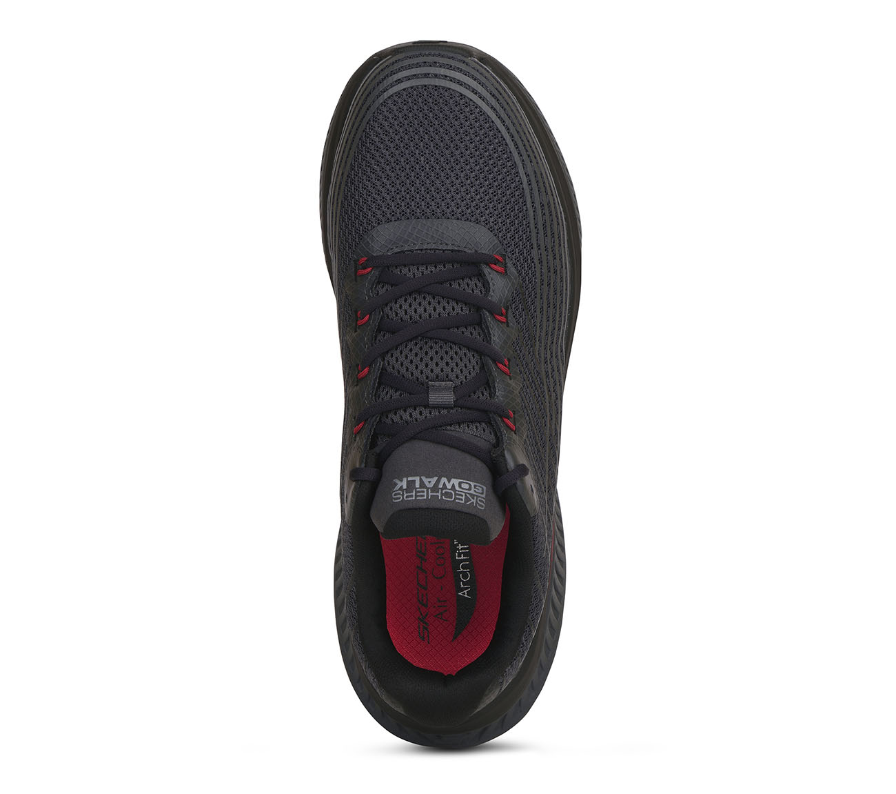 GO WALK MAX CUSHIONING ARCH F, BLACK/RED Footwear Top View