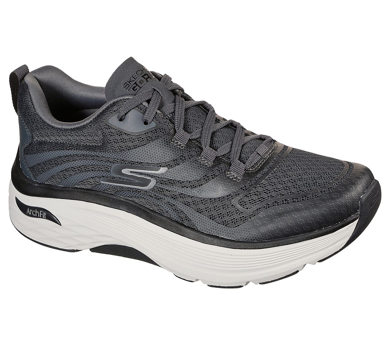 MAX CUSHIONING ARCH FIT -ENIG, CHARCOAL/BLACK Footwear Lateral View