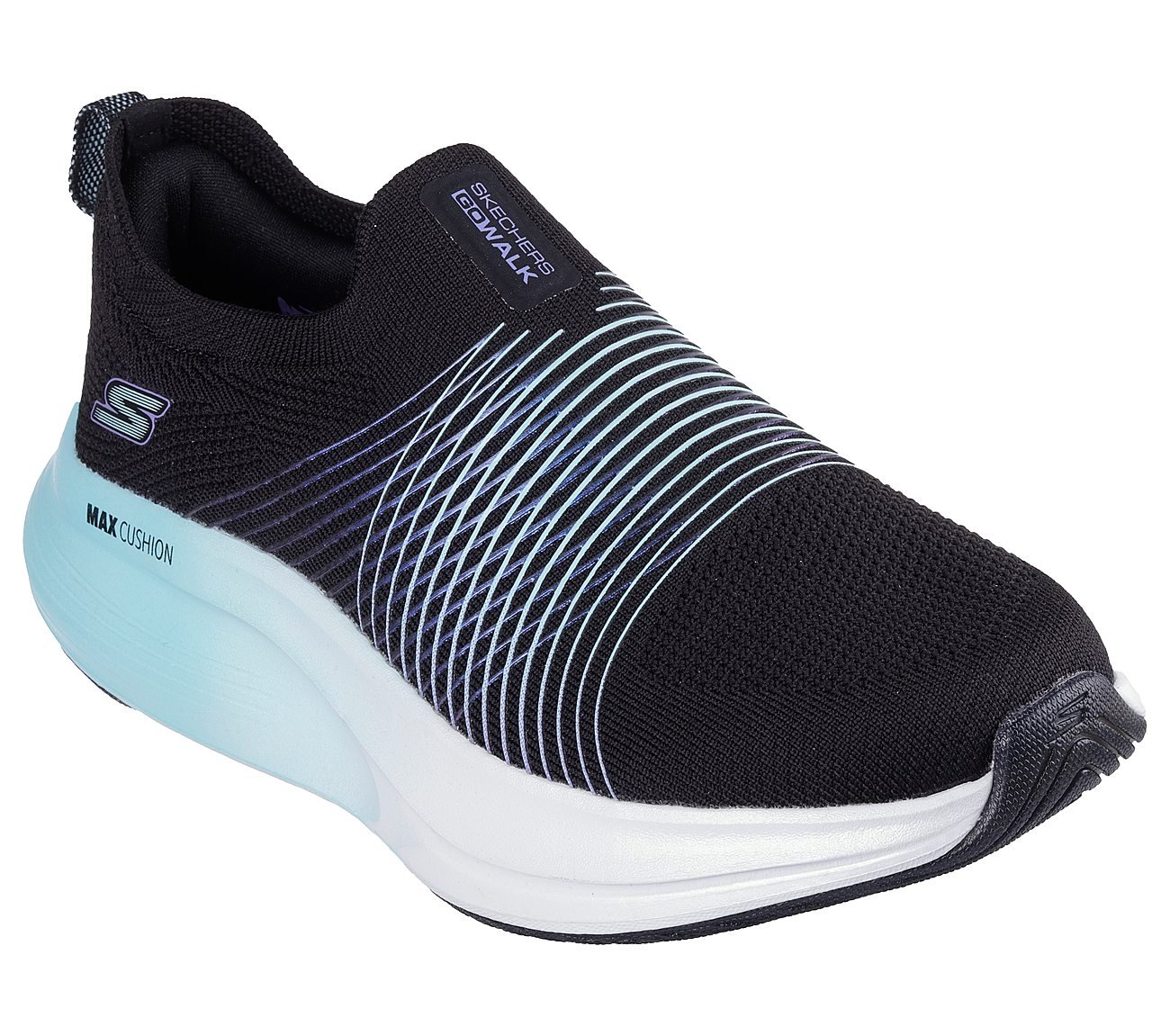 GO WALK MAX WALKER - SALLY, BLACK/AQUA Footwear Right View