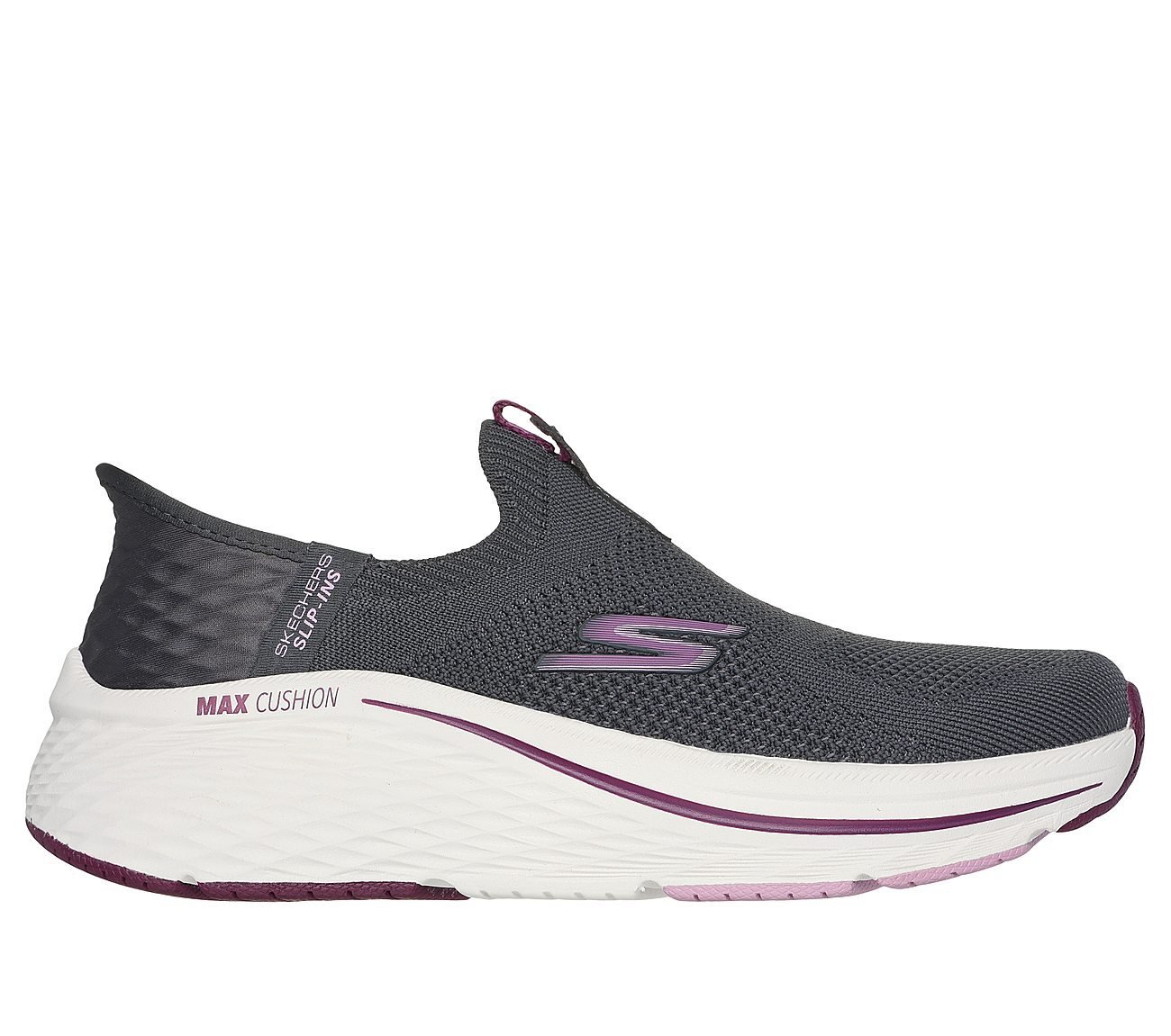 MAX CUSHIONING ELITE 2.0 - ET, CHARCOAL /BURGUNDY Footwear Lateral View