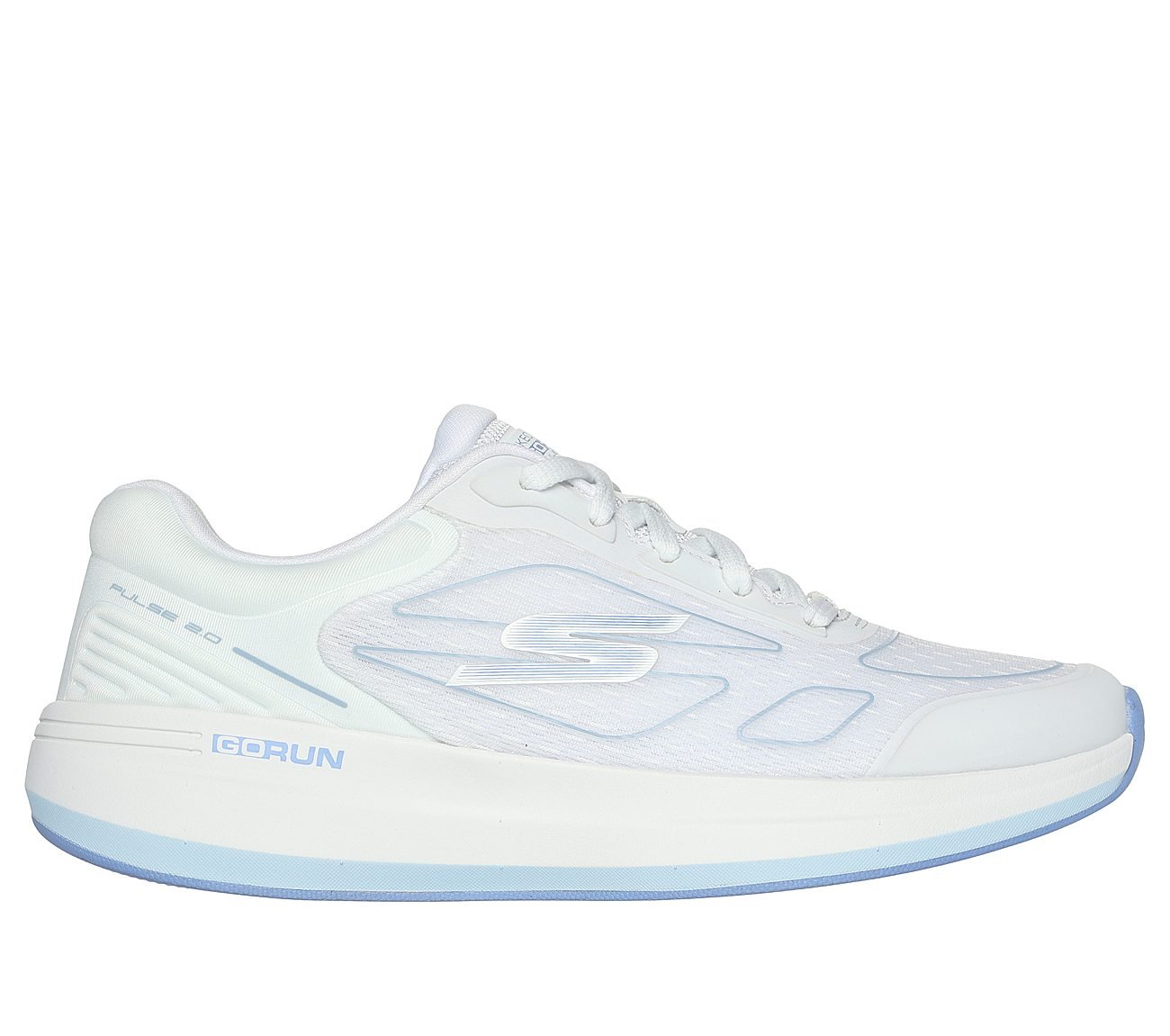 GO RUN PULSE 2.0 - CORSS ROAD, WHITE/BLUE Footwear Lateral View