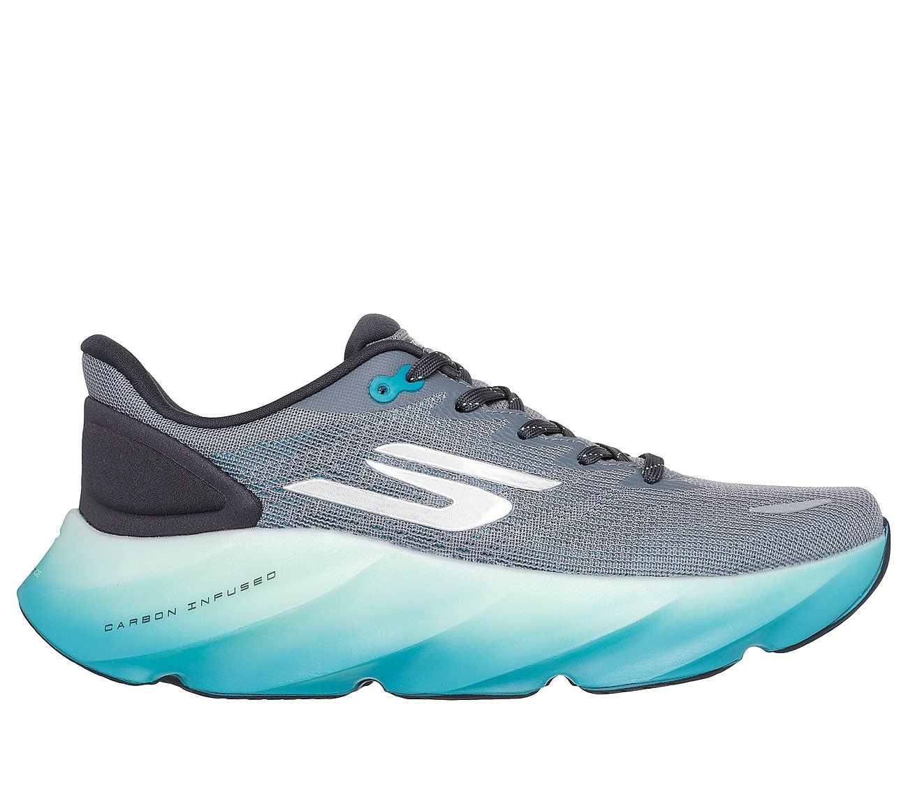 SKECHERS AERO BURST, GRAY/BLUE Footwear Lateral View