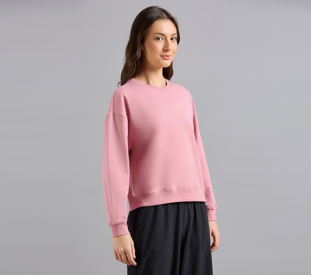 DROP SHOULDER SWEATSHIRT, PURPLE/YELL Apparels Bottom View