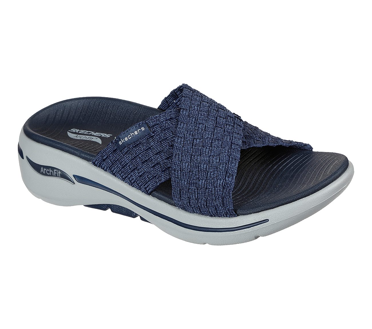 GO WALK ARCH FIT SANDAL - WON, NAVY Footwear Lateral View