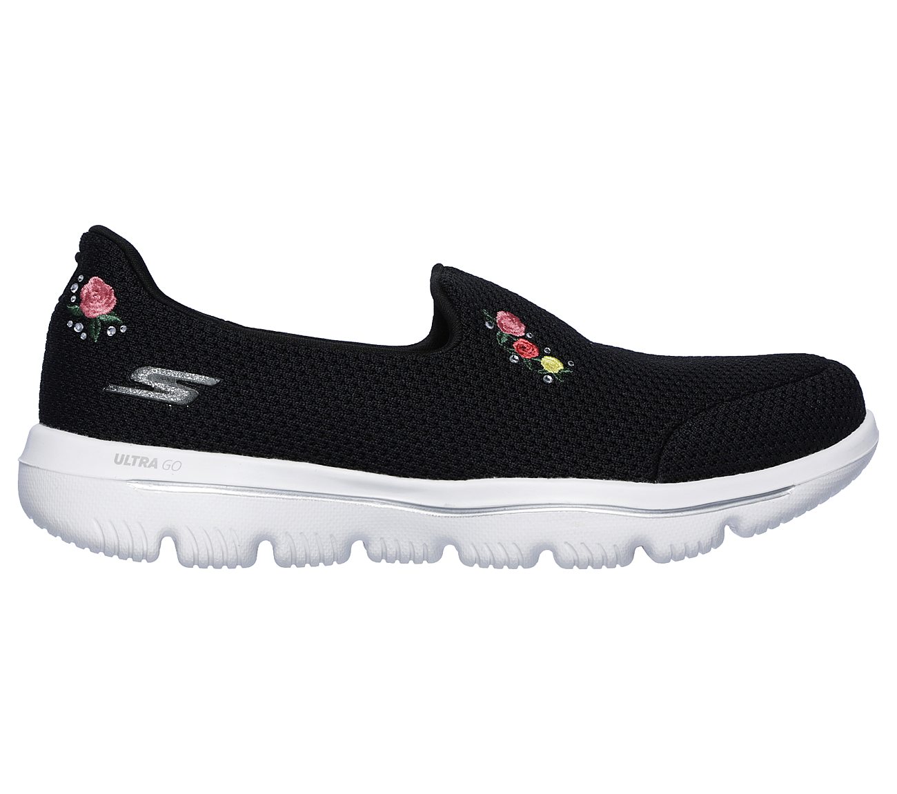 GO WALK EVOLUTION ULTRA-SATIS, BLACK/WHITE Footwear Right View