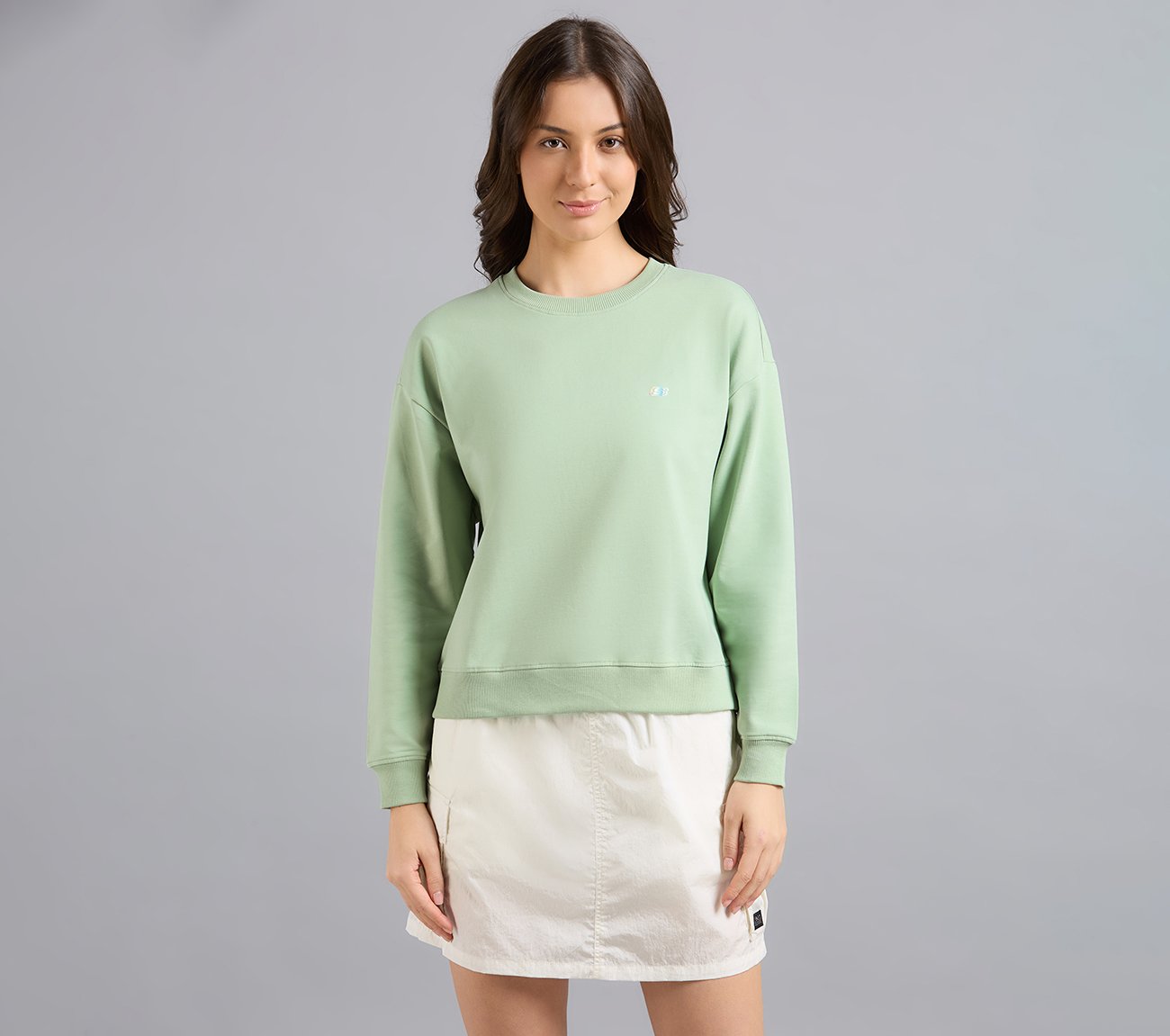 DROP SHOULDER SWEATSHIRT, YELLOW/BLUE Apparels Lateral View