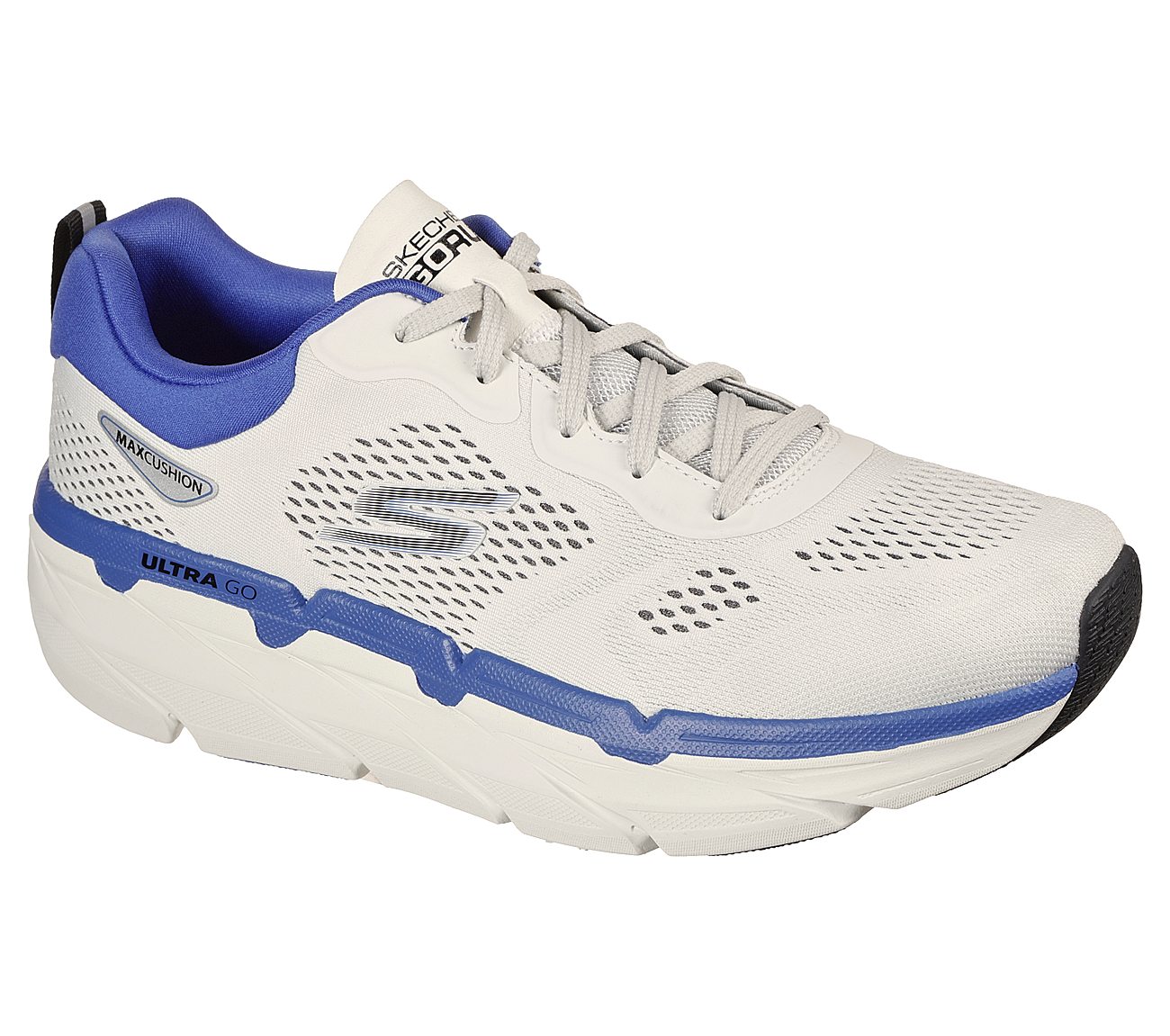 MAX CUSHIONING PREMIER -PERSP, WHITE/BLUE Footwear Lateral View