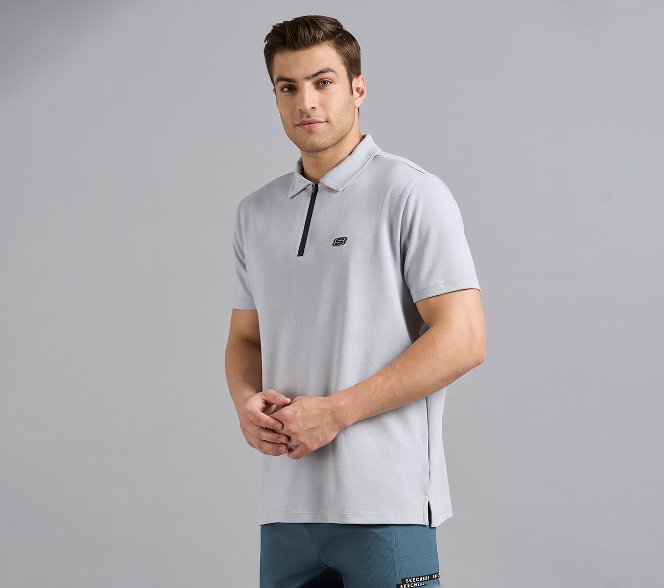 OVERSIZED FLOCK BRANDING POLO, CHARCOAL/LT. GRAY