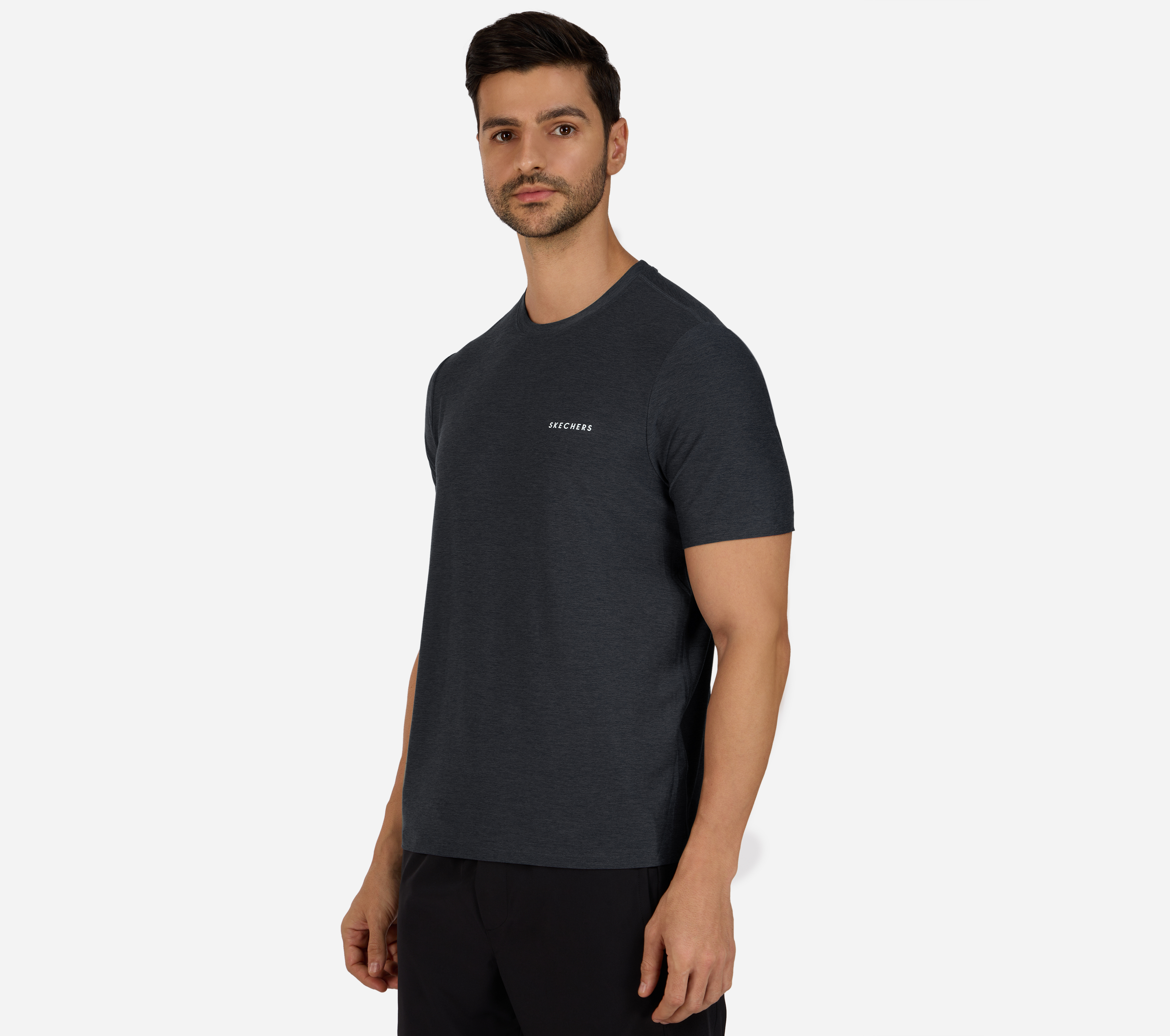GODRI ALL DAY OUTPACE T-SHIRT, CHARCOAL/NAVY Apparel Top View