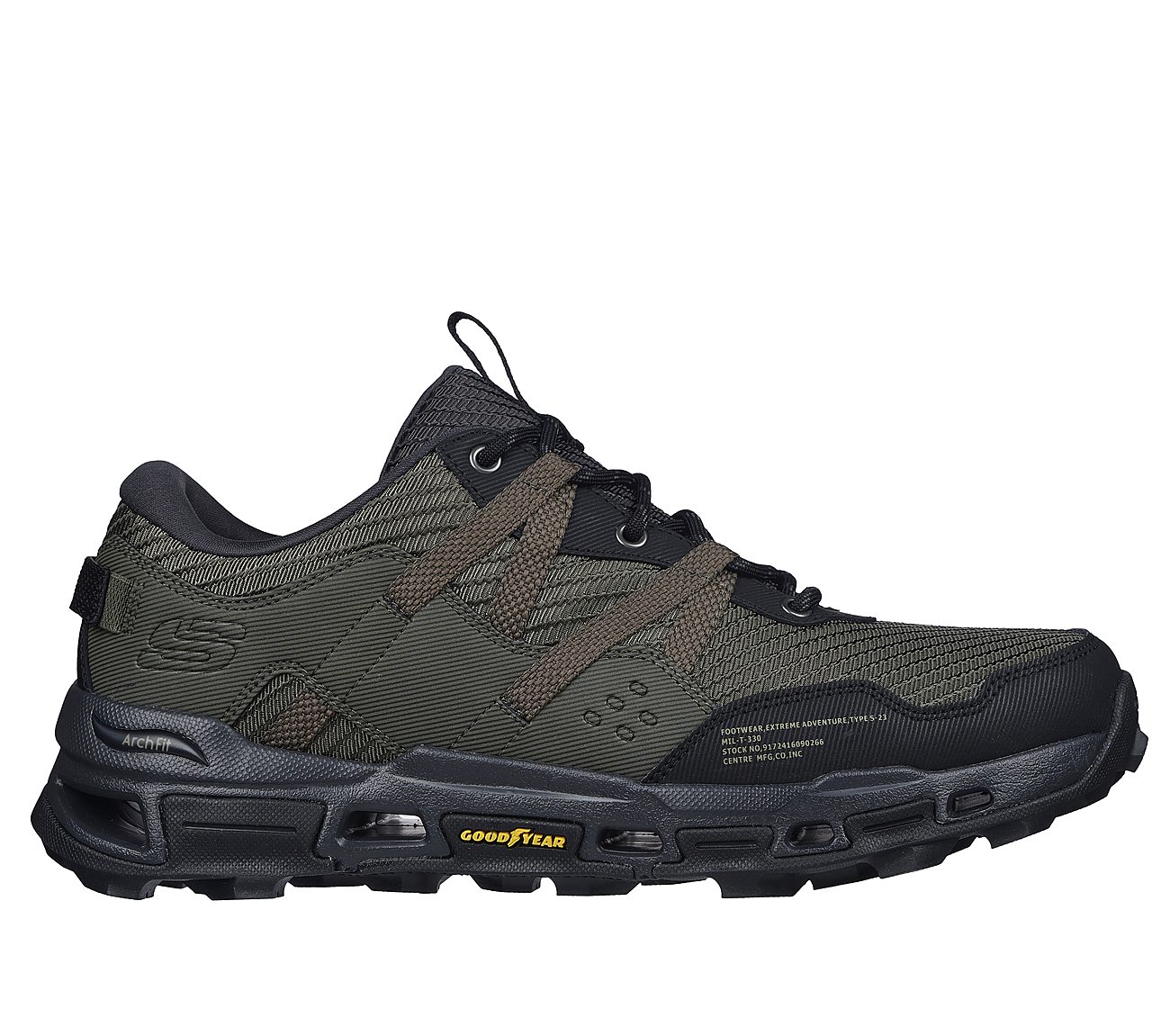 ARCH FIT GLIDE-STEP TRAIL, OLIVE/BLACK Footwear Lateral View