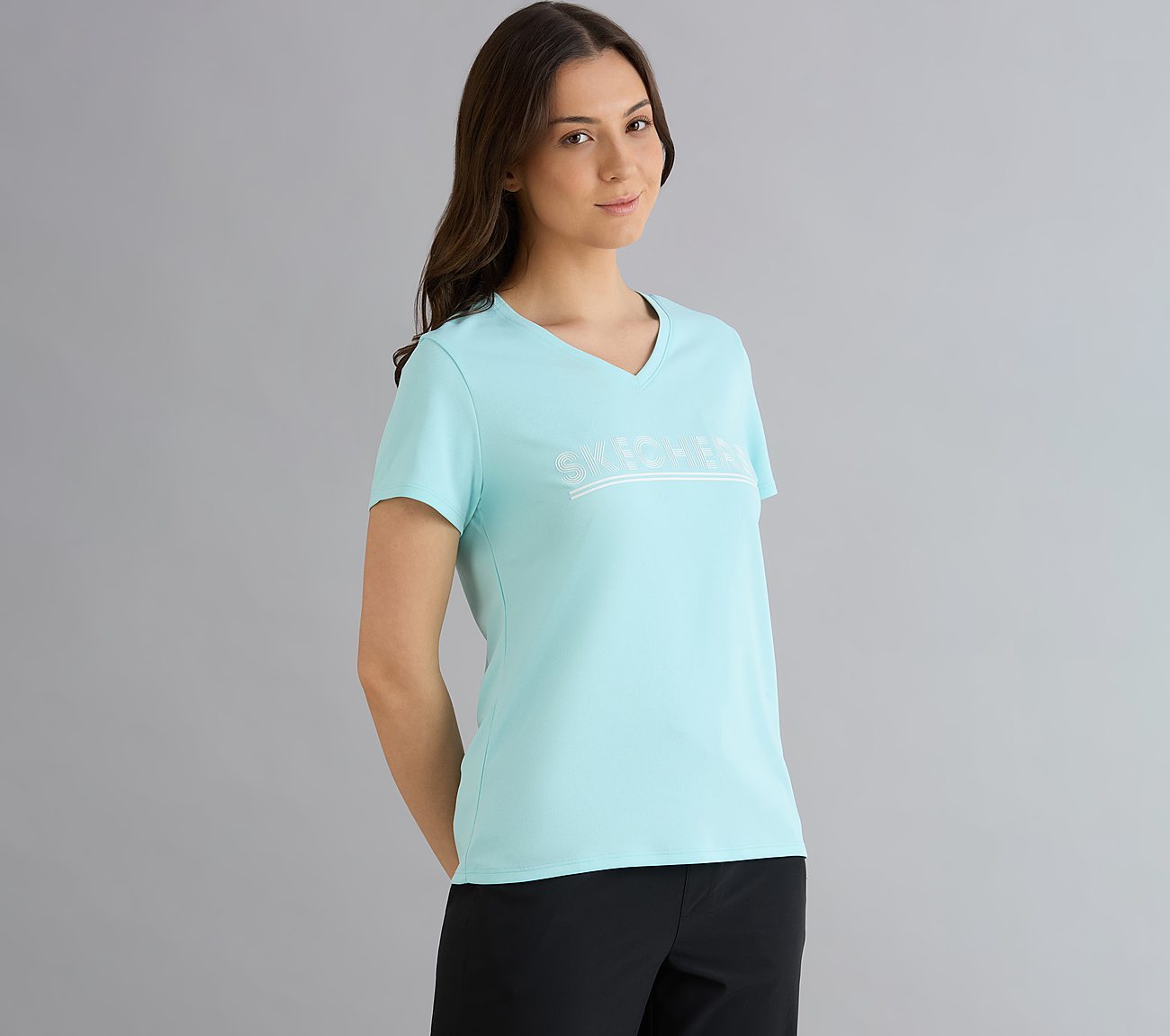 BASIC PERFROMANCE TUNIC T-SHIRT, BLUE/MINT Apparel Bottom View