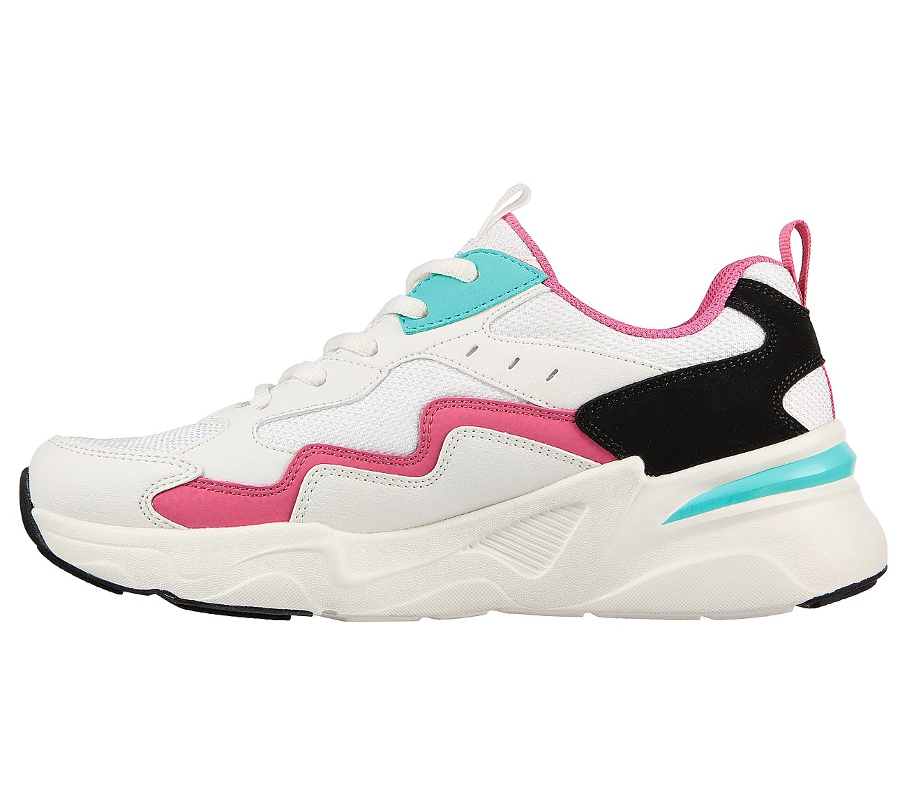 BOBS BAMINA-ZIGZAGGER, WHITE/PINK/TURQUOISE Footwear Left View