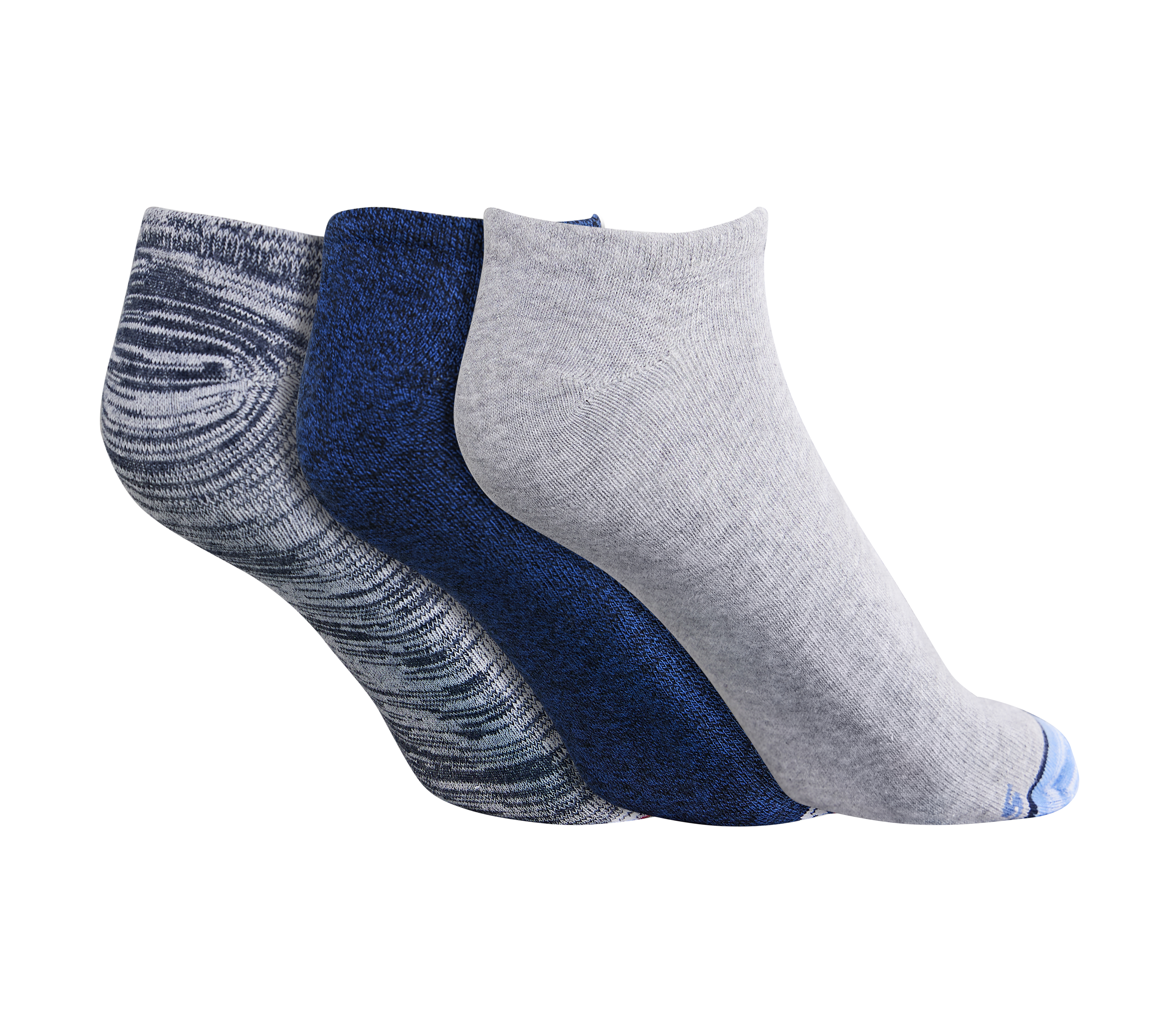 3PK MENS FLAT KNIT NO SHOW, BLUE/GREY Accessories Top View