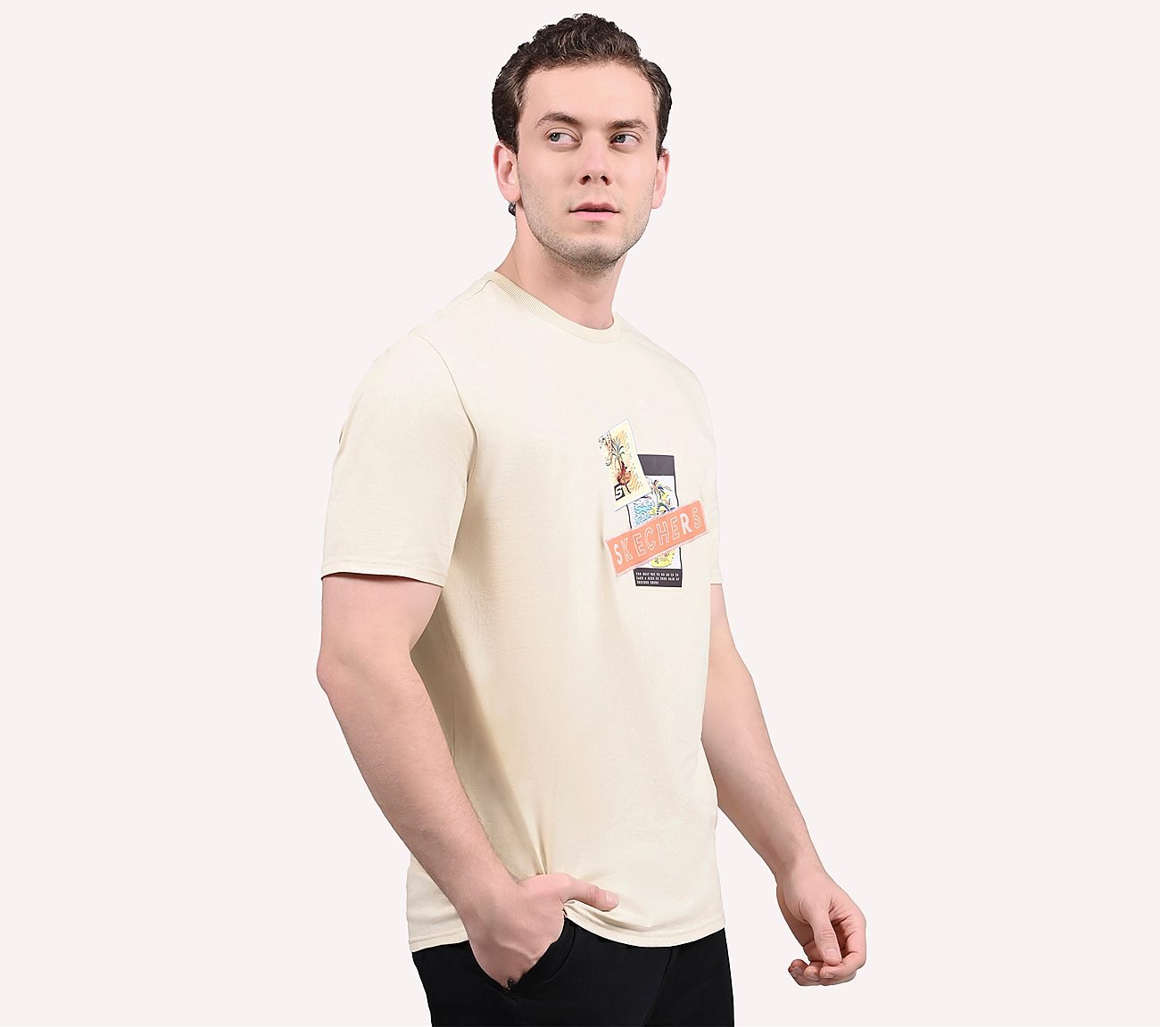 OASIS SKX STAMP TEE, OFF WHITE/GREY Apparels Bottom View