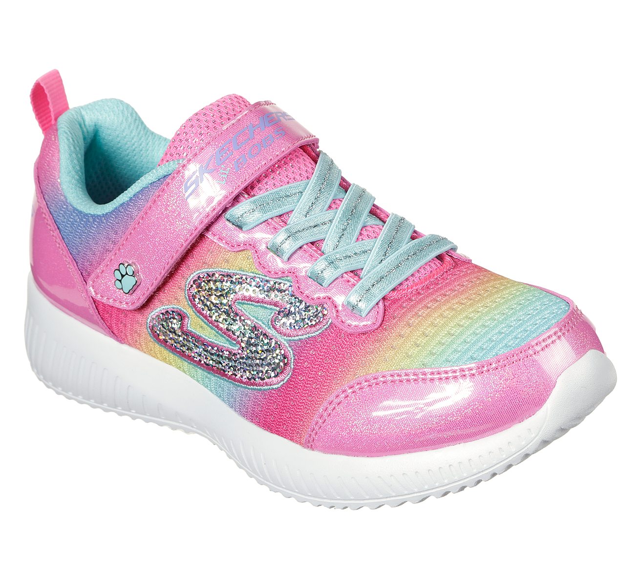BOBS SQUAD - SPUNKY STEPS, PINK/MULTI Footwear Lateral View