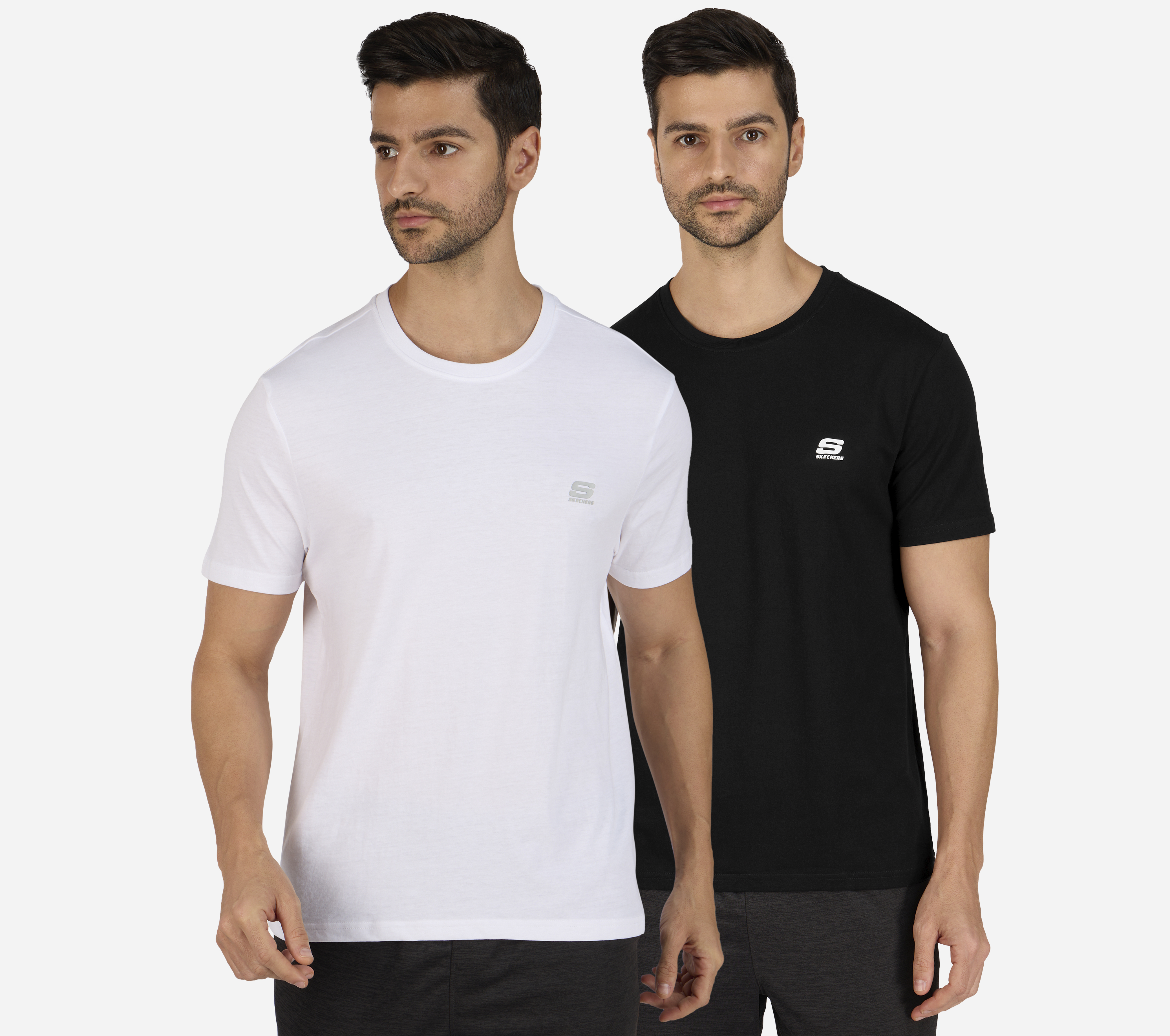 SS CREWNECK TEE-2PC PACK, WHITE/BLACK Apparels Lateral View