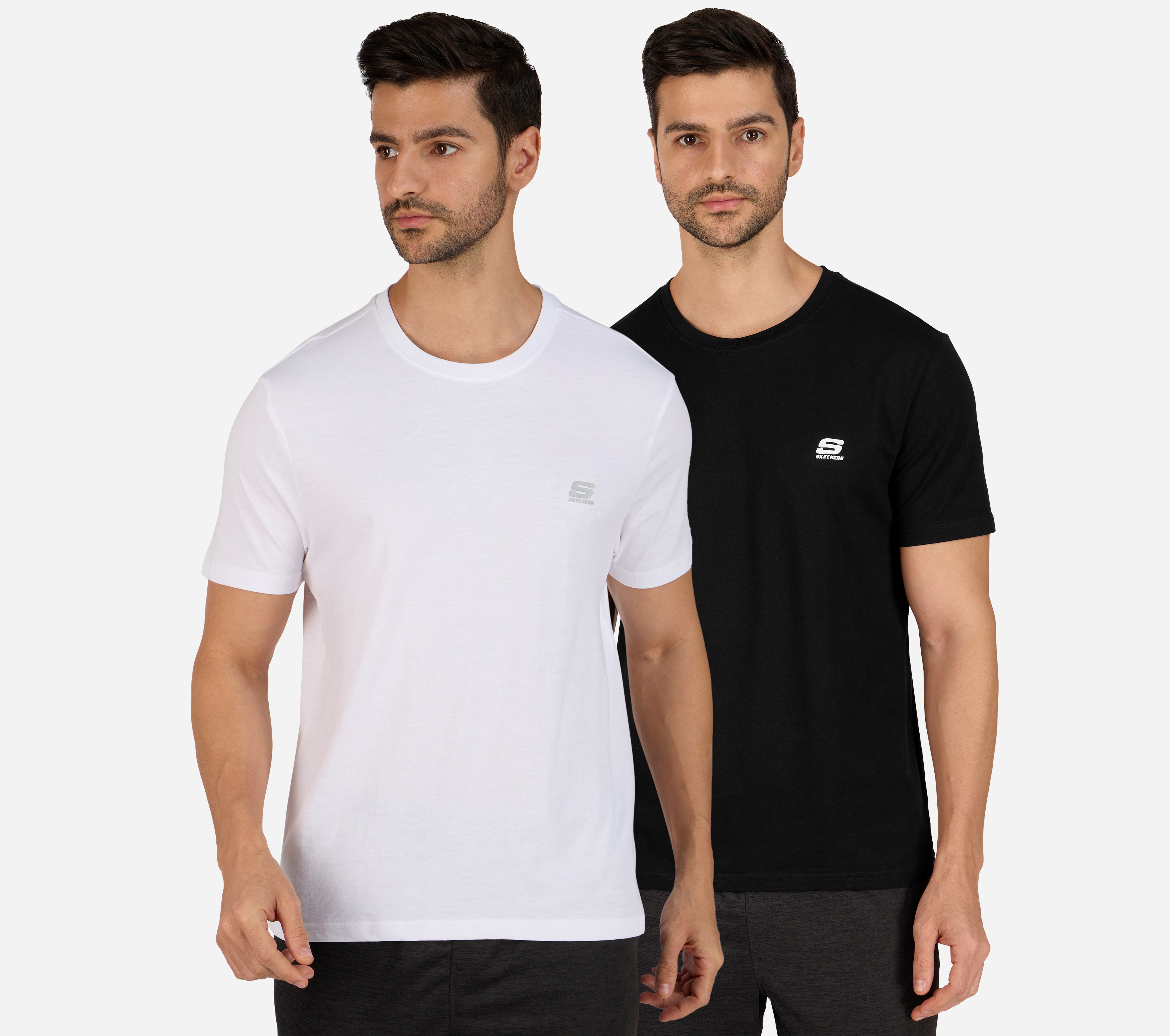 SS CREWNECK TEE-2PC PACK, WHITE/BLACK Apparels Lateral View